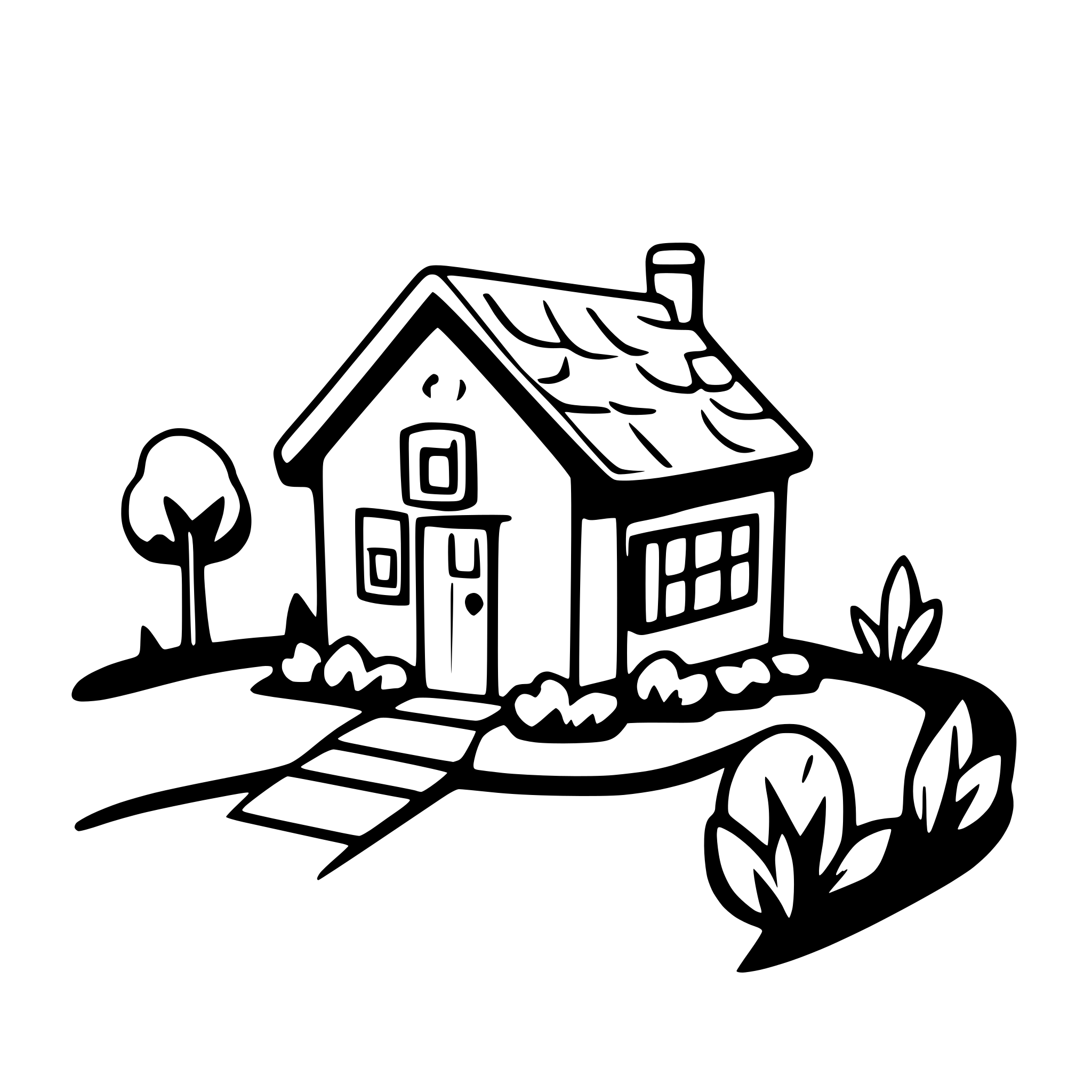 AI-generated SVG of a land landscape little house garden pong