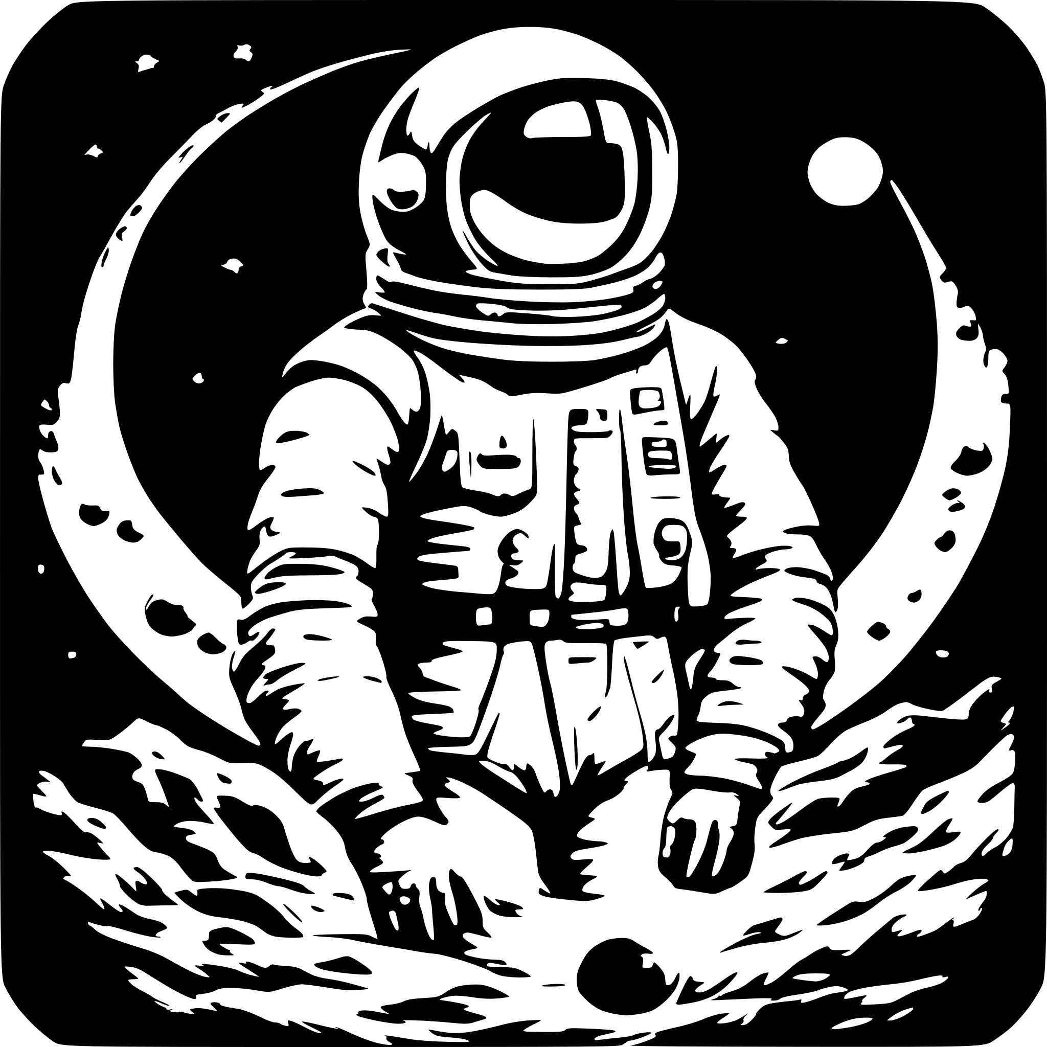 AI-generated SVG of a astronaut, in Moon,Black hole,stars