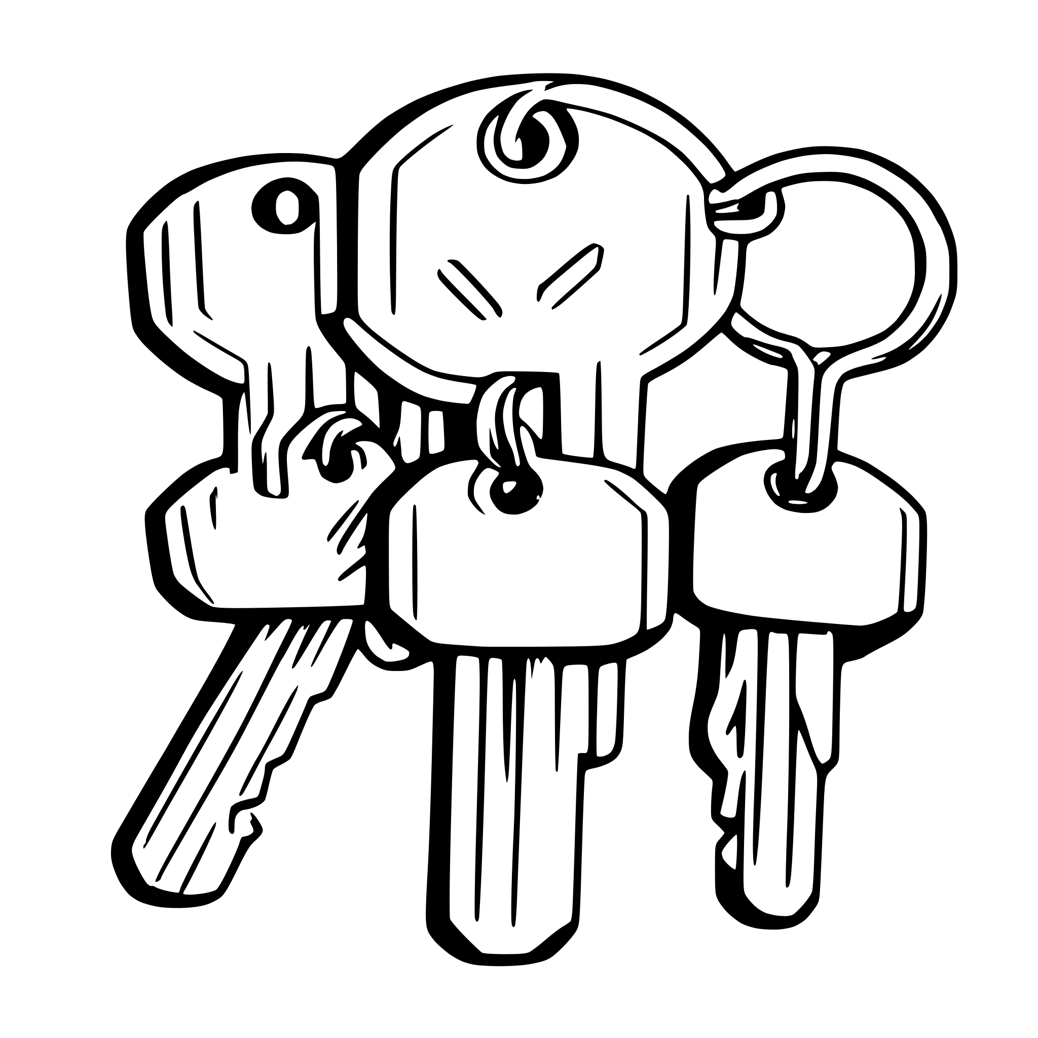 AI-generated SVG of a funky drawing of a bunch of keys