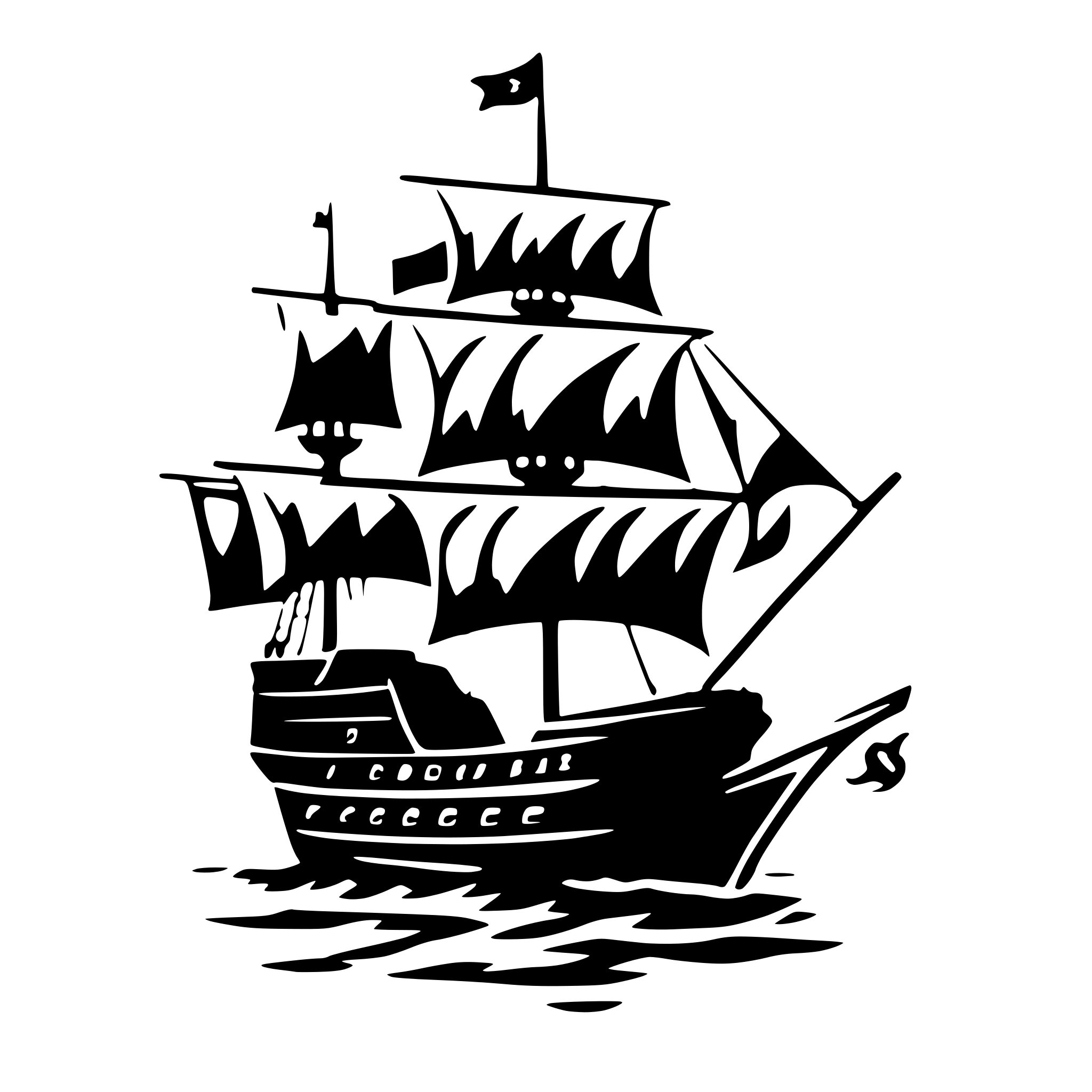 AI-generated SVG of a dar blue Pirate ship