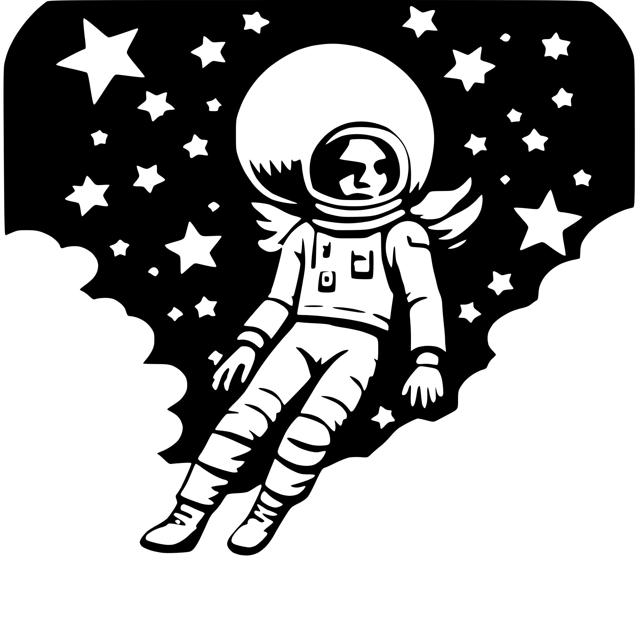 AI-generated SVG of a astronaut floating between stars