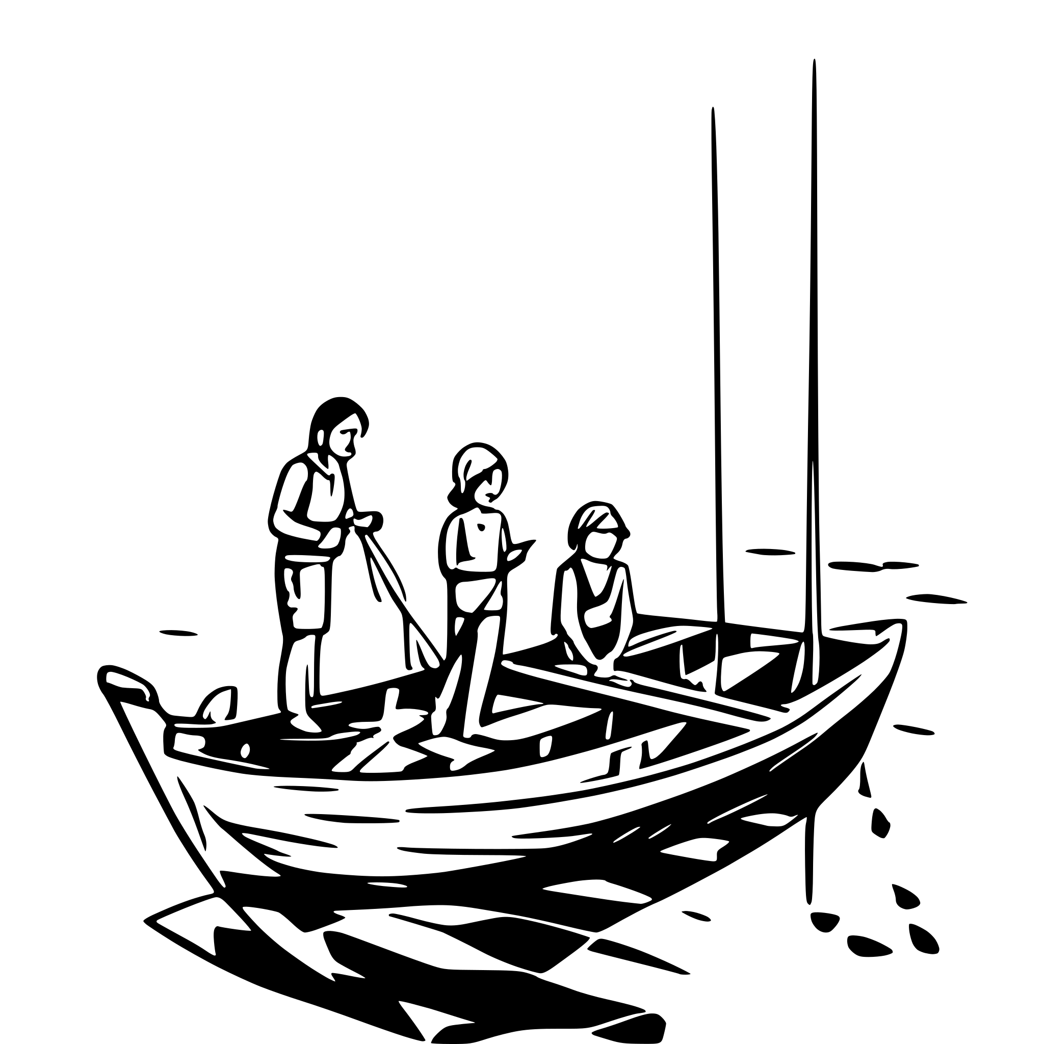 AI-generated SVG of a people fishing in the ocean