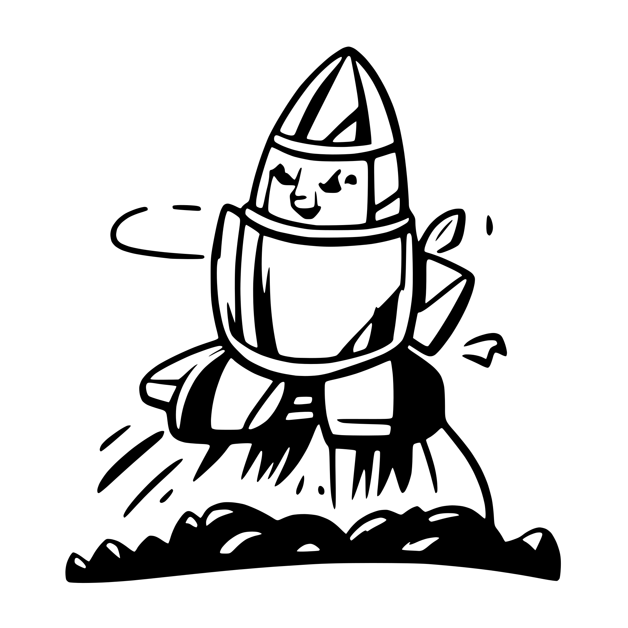 AI-generated SVG of a productivity man on the rocket