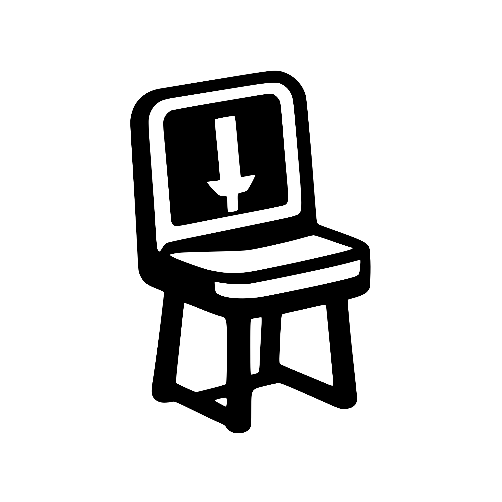 AI-generated SVG of a Create a monochrome logo depicting a chair. my company is called Isu