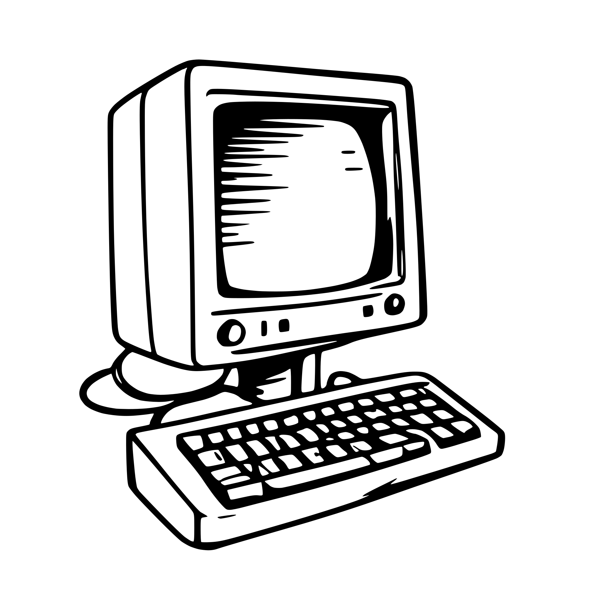 AI-generated SVG of a Vintage Computer - Outline of an old CRT monitor with a small keyboard.