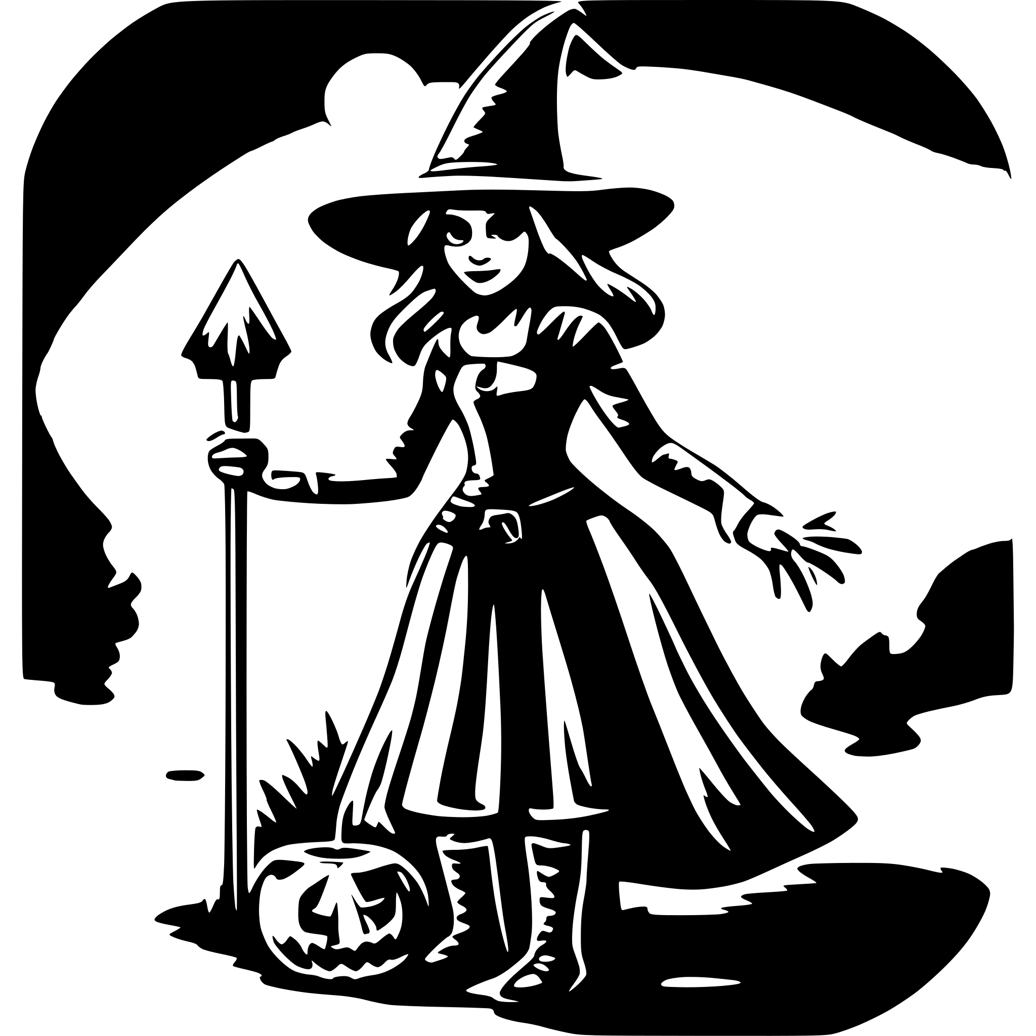AI-generated SVG of 'spooky witch'