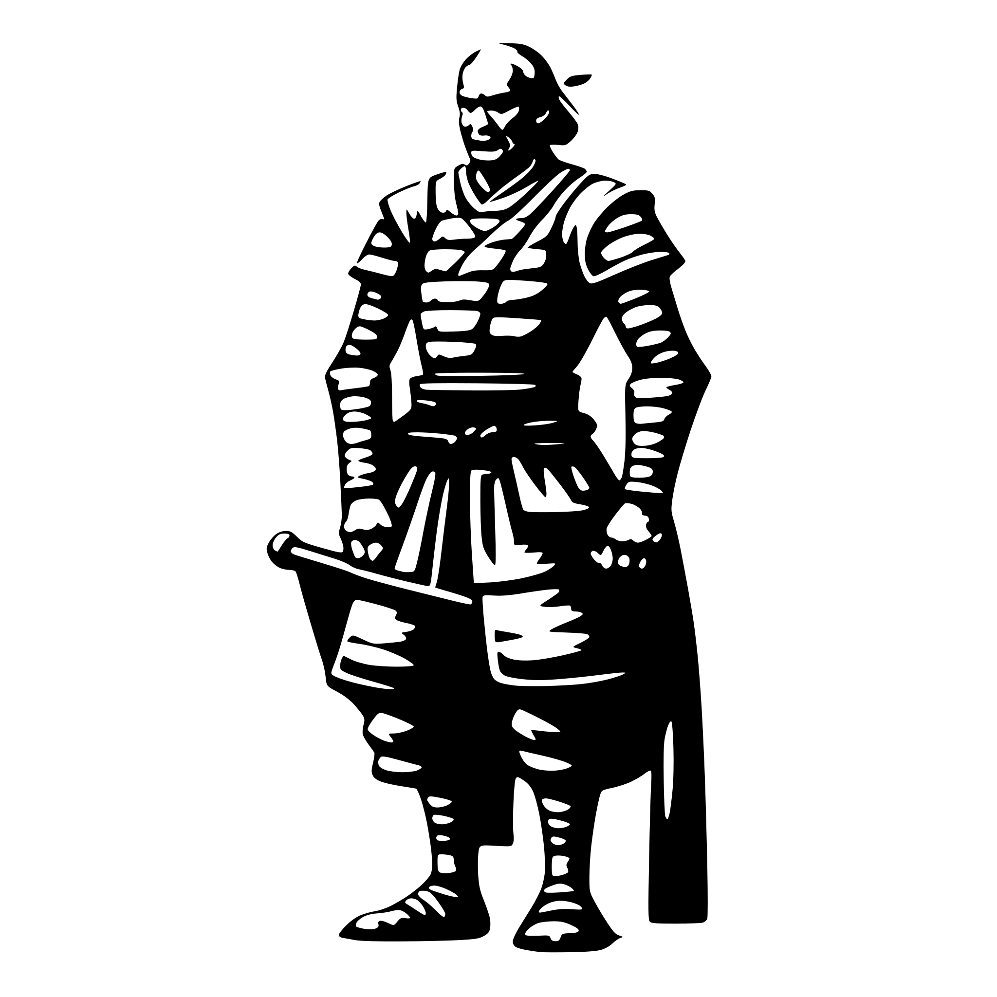 AI-generated SVG of a old samurai, side view, nostalgic