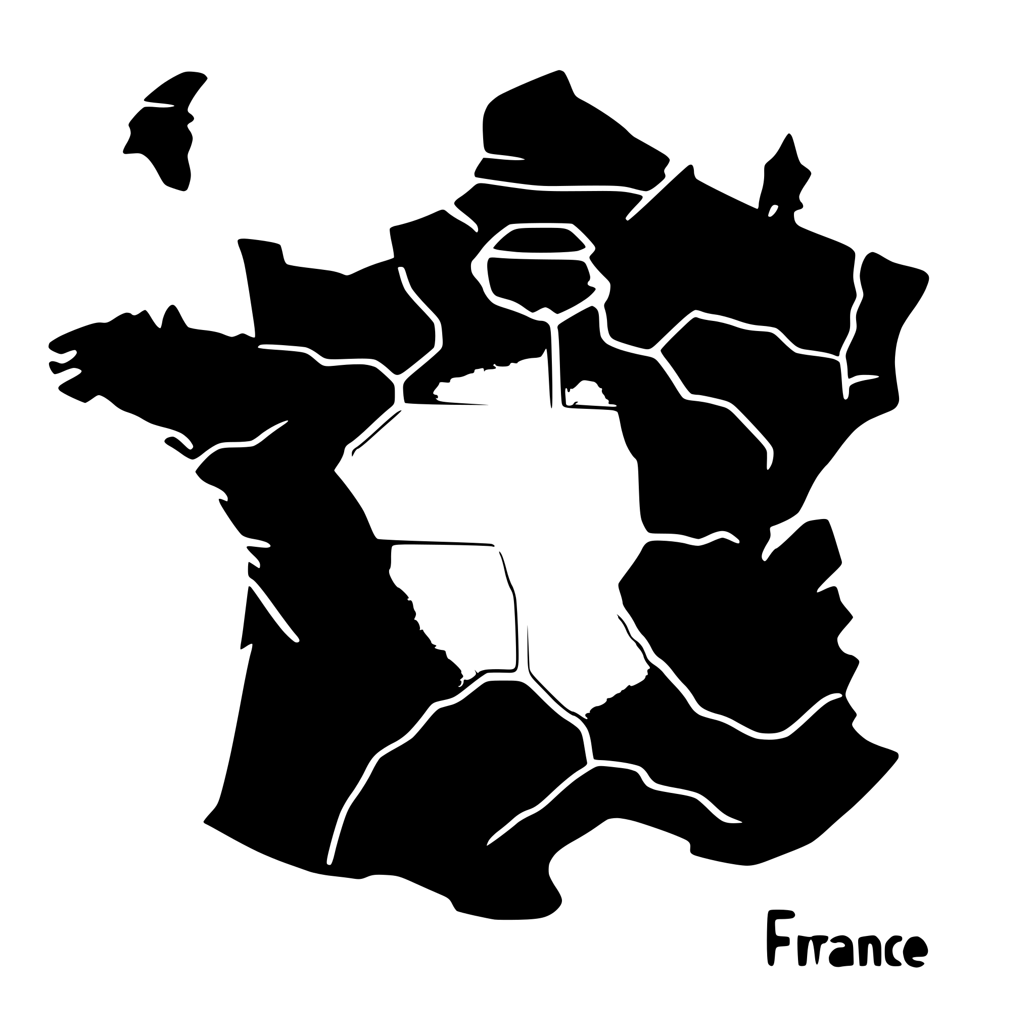 AI-generated SVG of a France Map with all regions