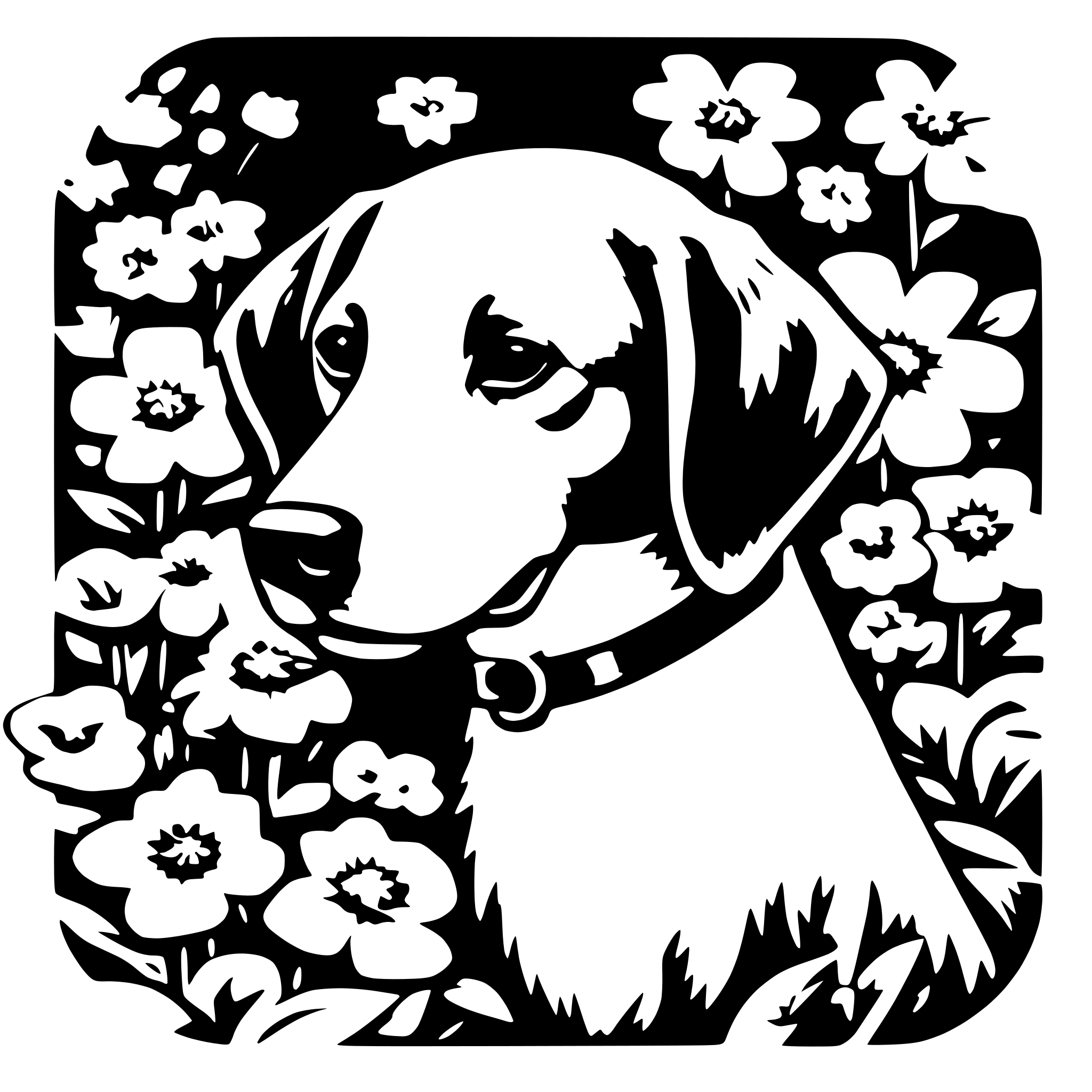 AI-generated SVG of 'en hund spiser en blomst'