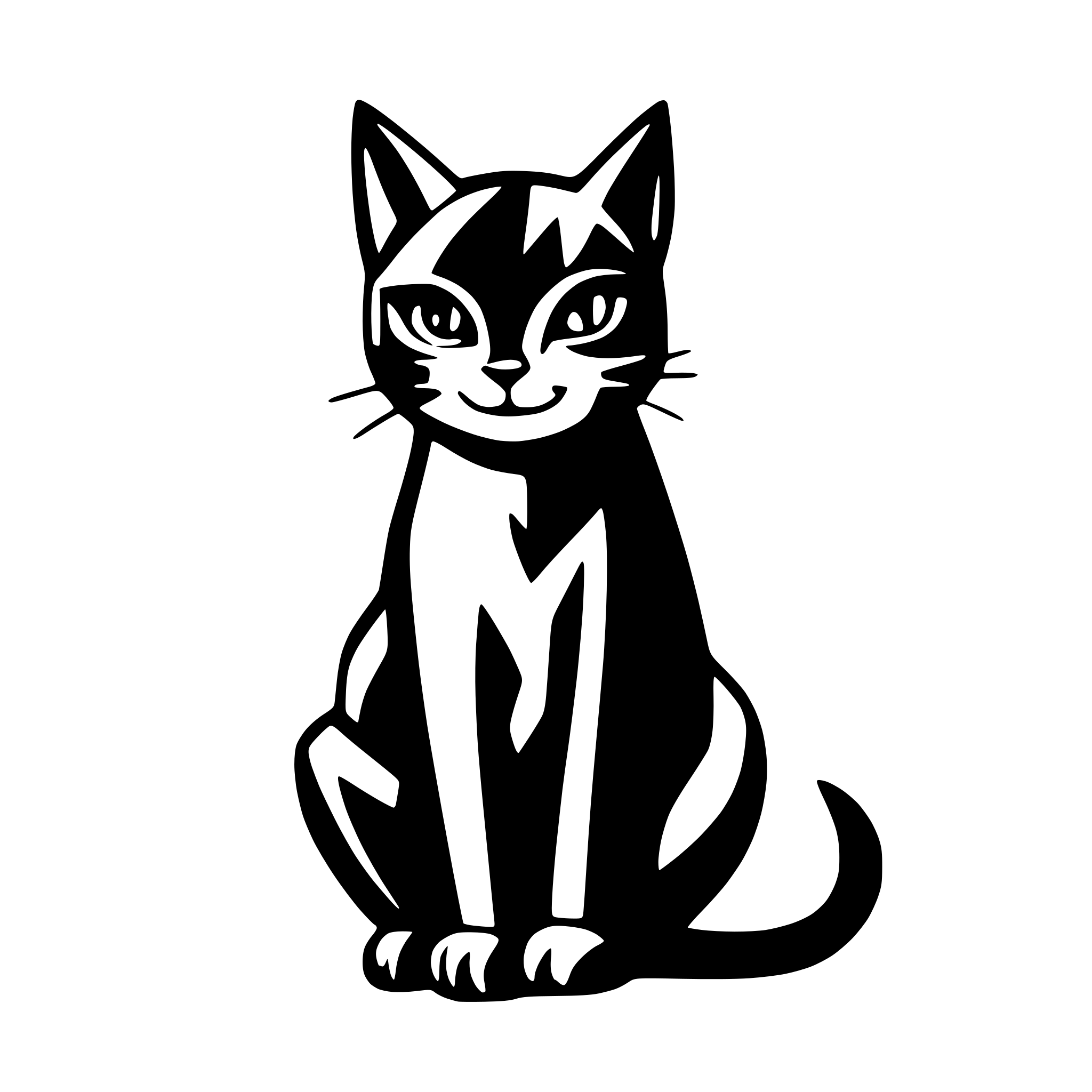 AI-generated SVG of a cute black cat  with smooth lines simple design