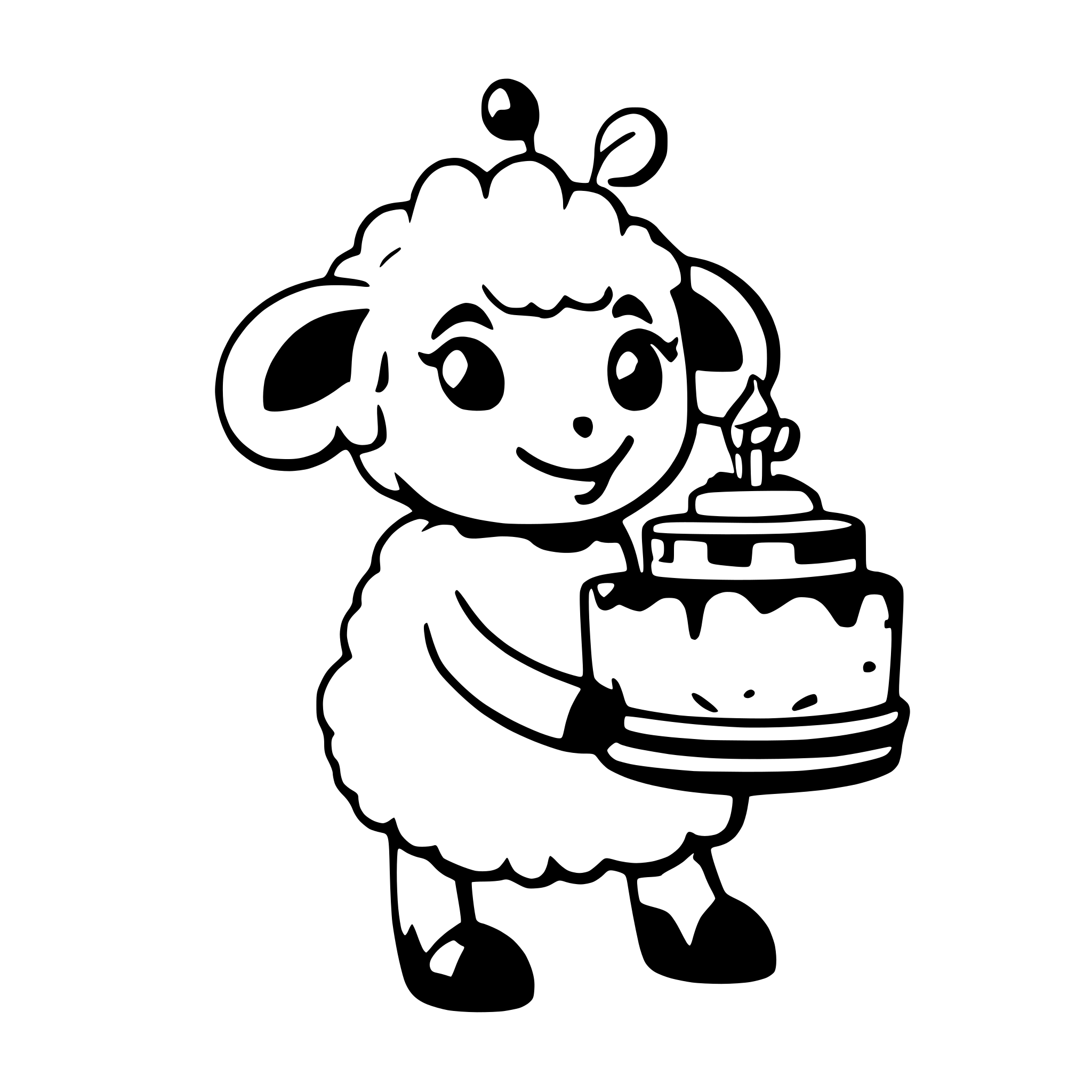 AI-generated SVG of a a cute sheep holding a birthday cake