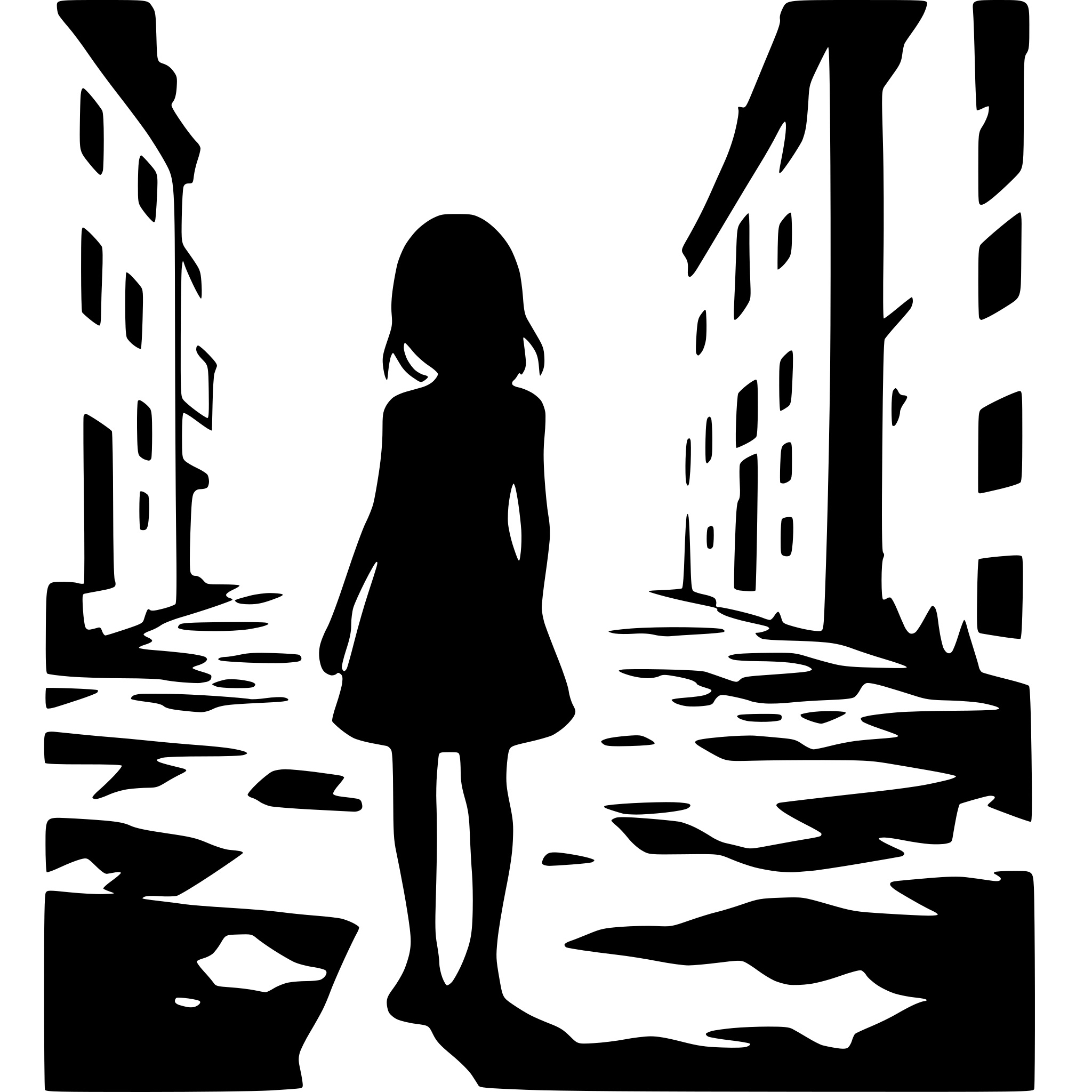 AI-generated SVG of a a creepy girl floating in a destroyed city laneway silhouette AI-generated SVG of a a creepy girl floating in a destroyed city laneway silhouette