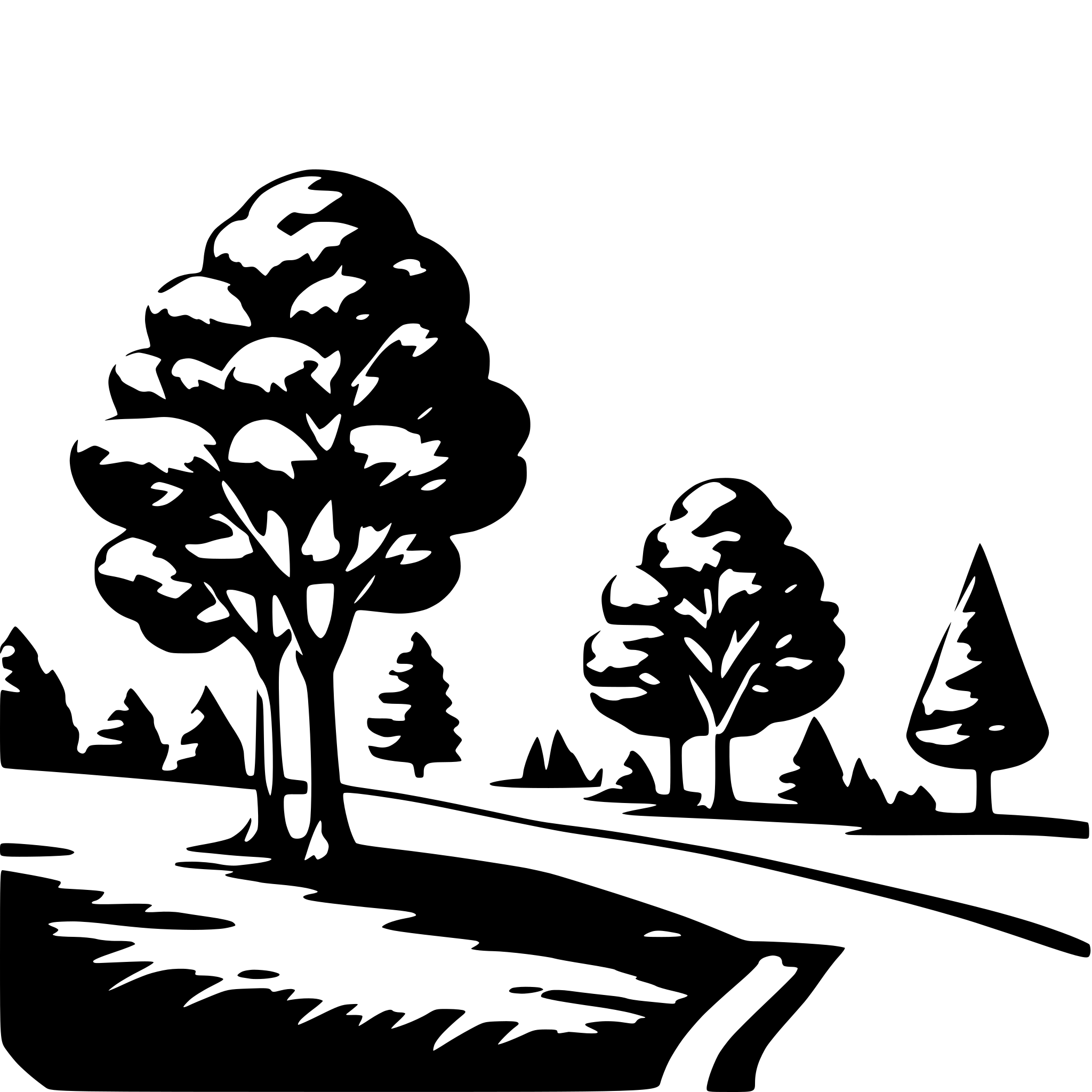 AI-generated SVG of a low detail, landscape, simple, trees