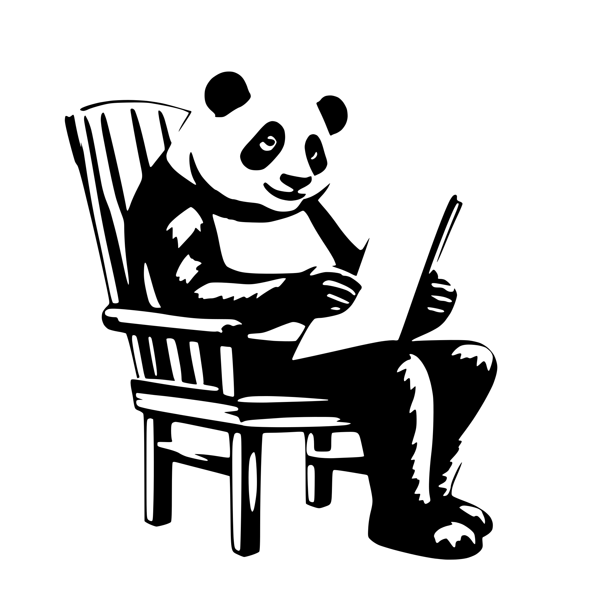 AI-generated SVG of 'a panda in chair, reading book'