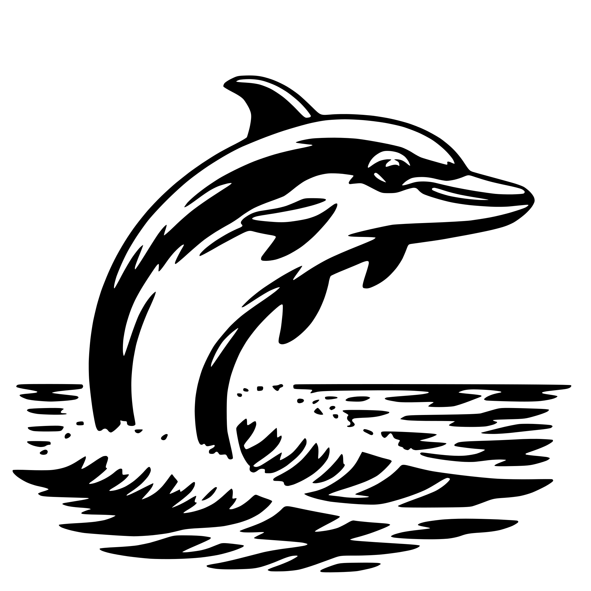 AI-generated SVG of a dolphin jumping waves