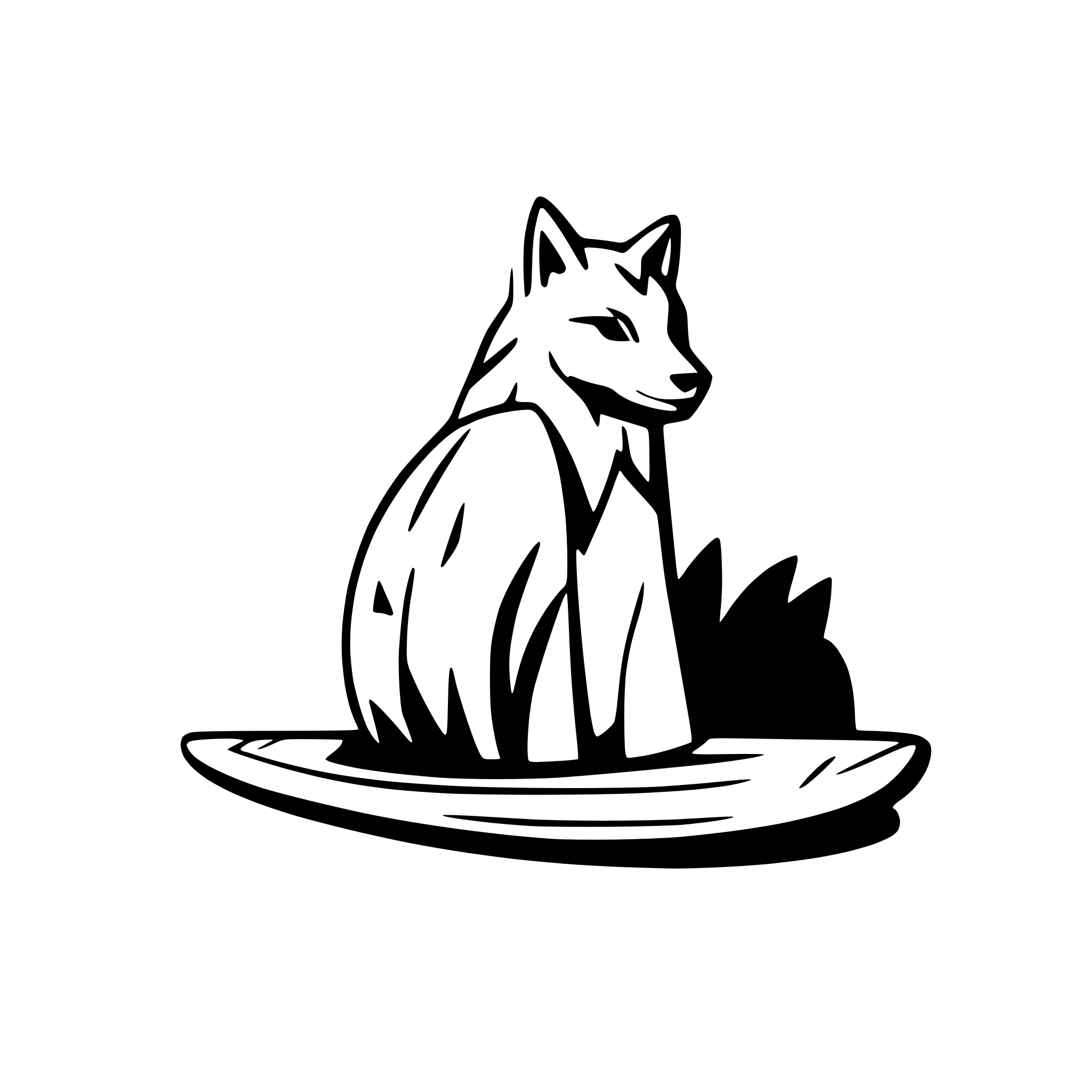 AI-generated SVG of 'wolf on surfboard'