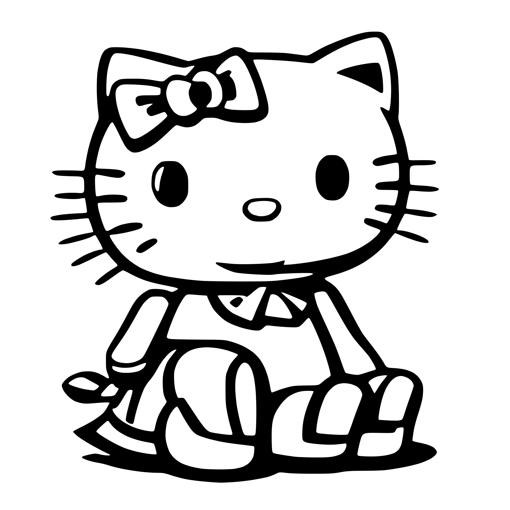 AI-generated SVG of a Hello Kitty character with bows