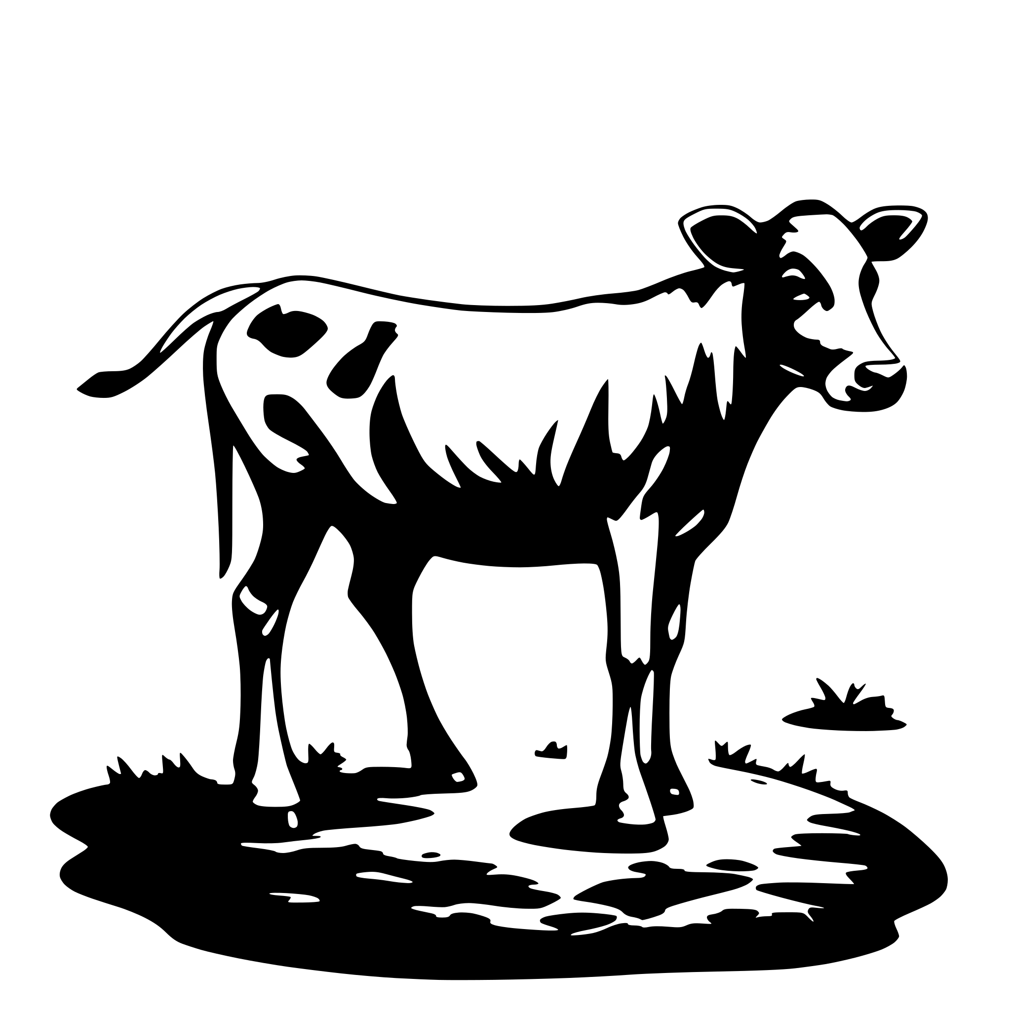 AI-generated SVG of a cow bird view with only black color
