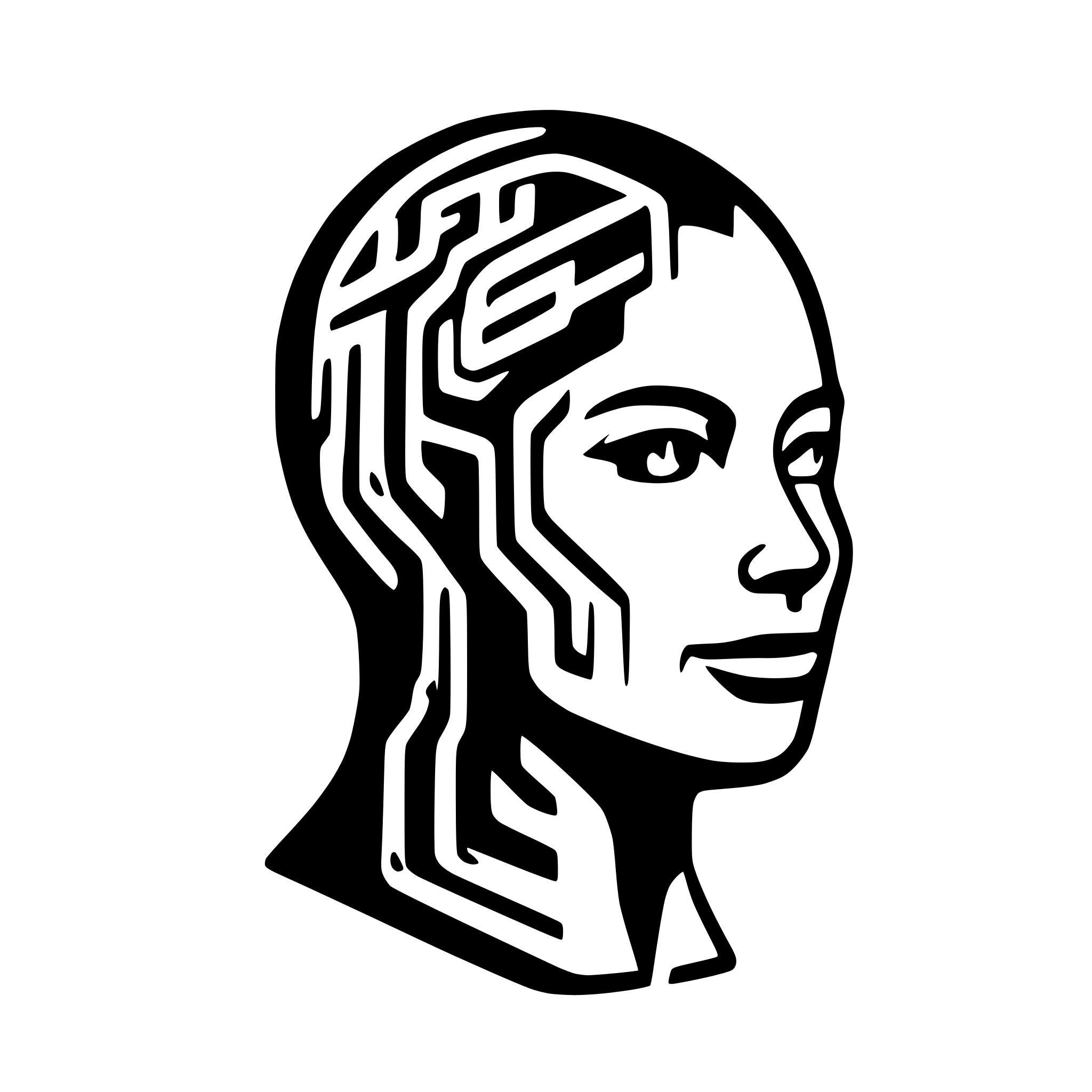 AI-generated SVG of a Human head made of electronic circuits, minimalistic, simple logo