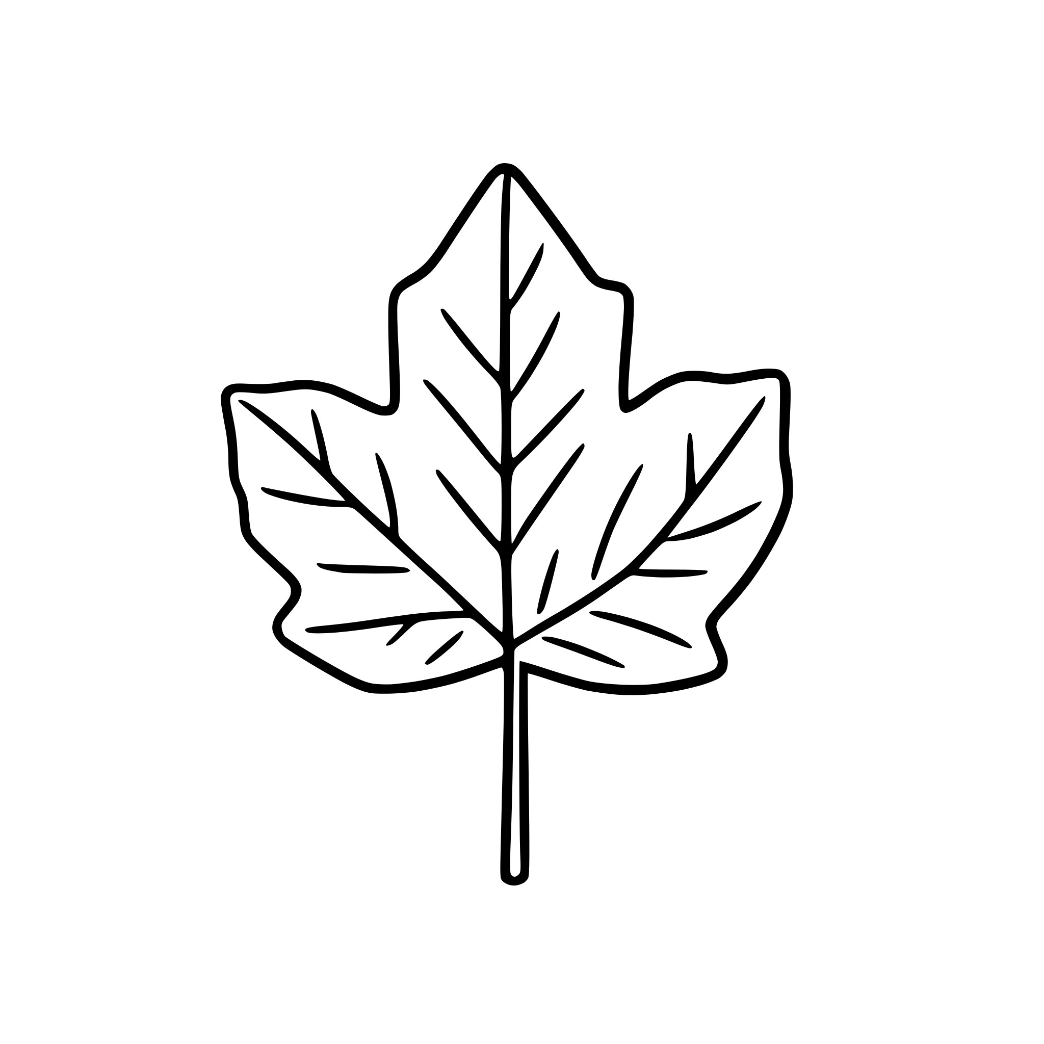 AI-generated SVG of a maple leaf drifting down