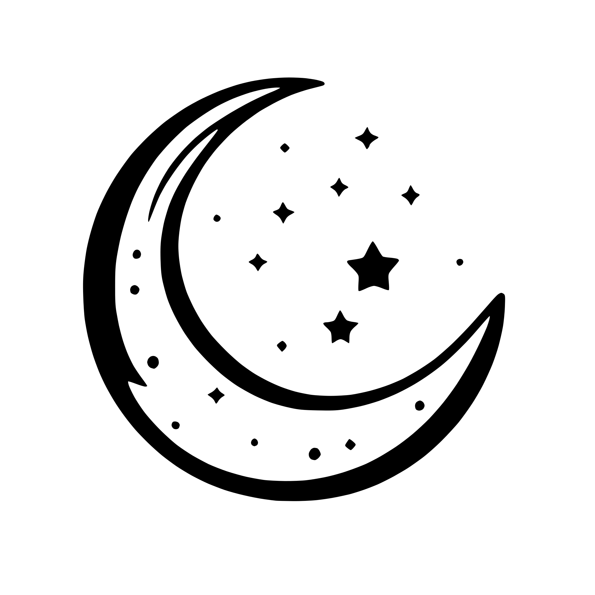 AI-generated SVG of a crescent moon with stars