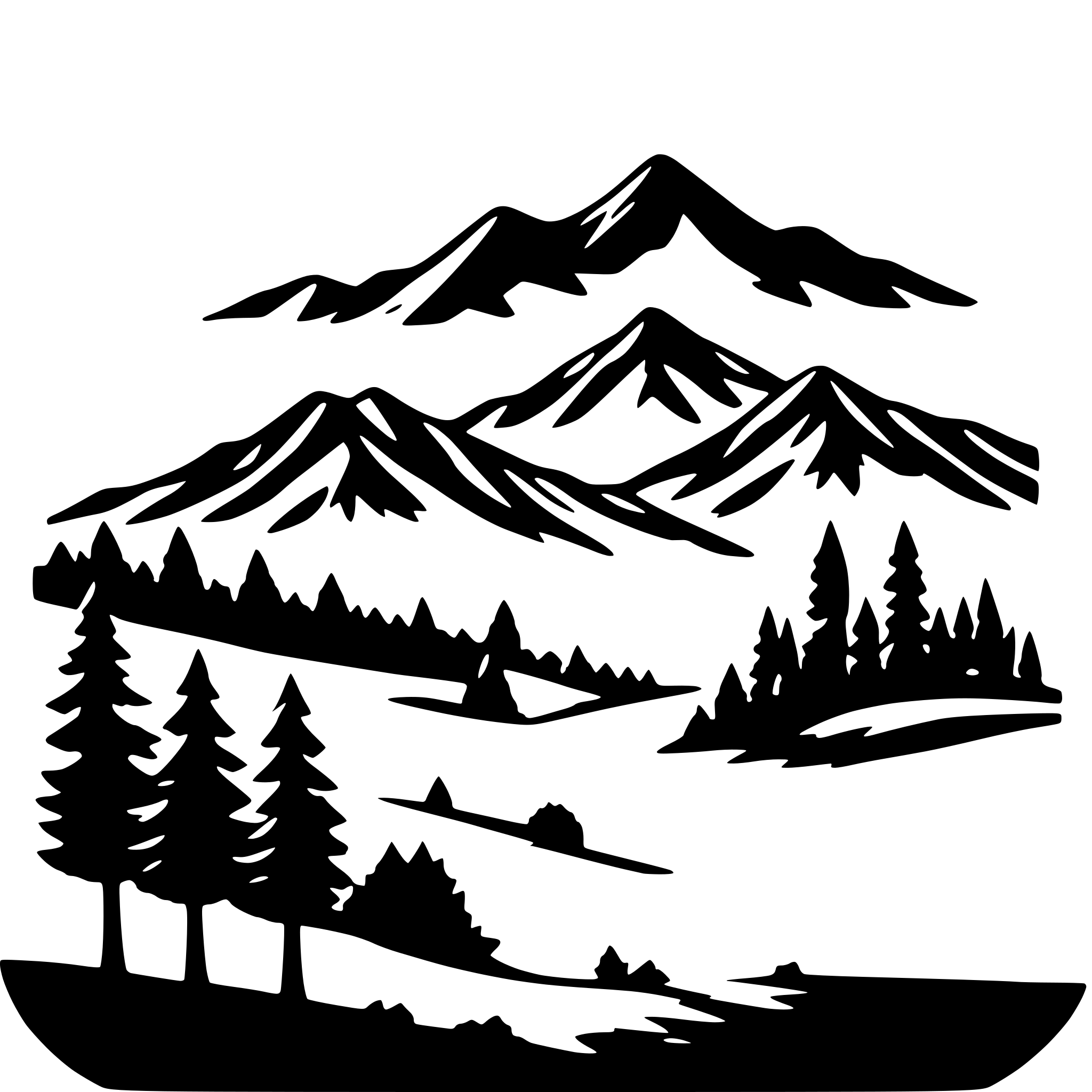 AI-generated SVG of 'treeline with mountains'