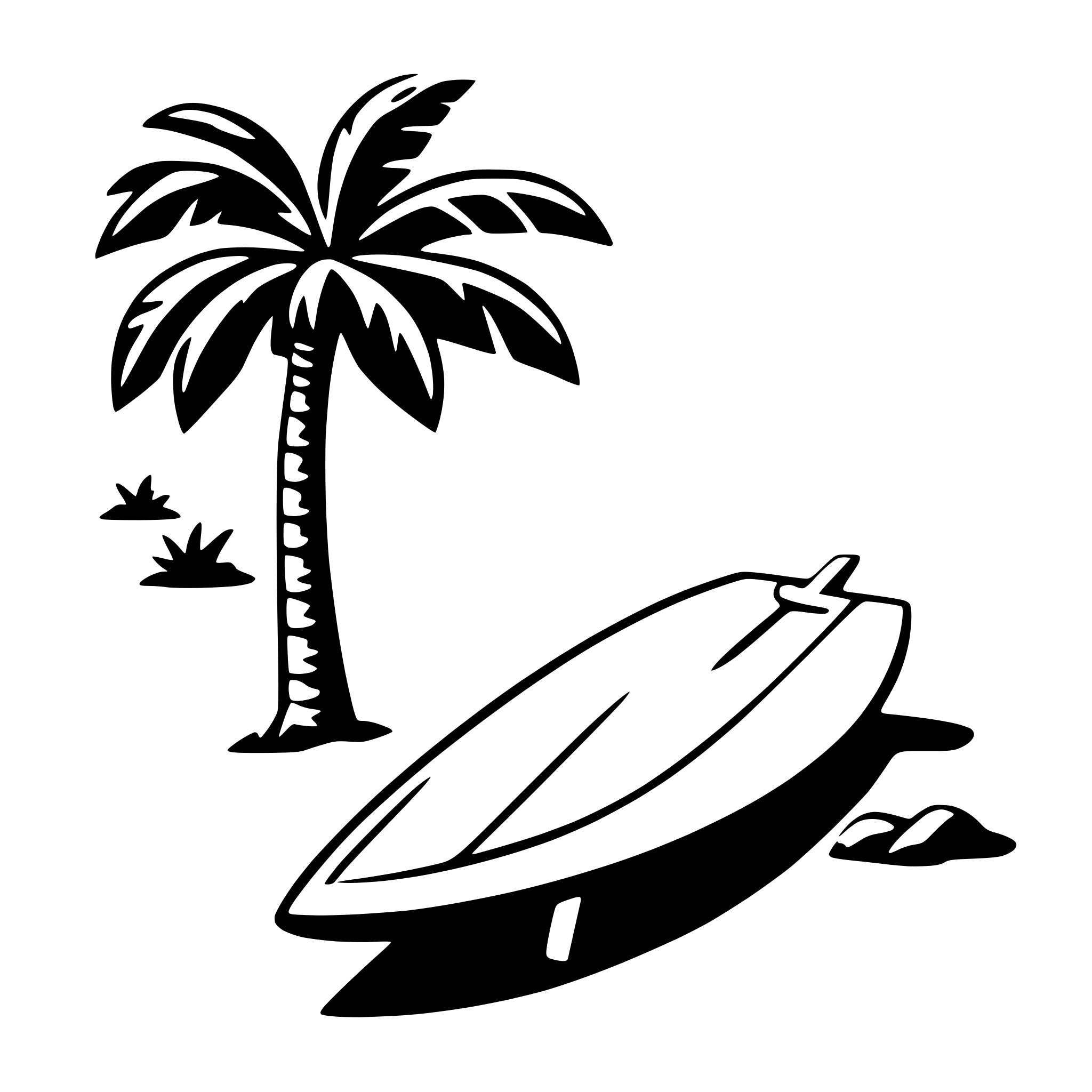 AI-generated SVG of a beach with surfboard