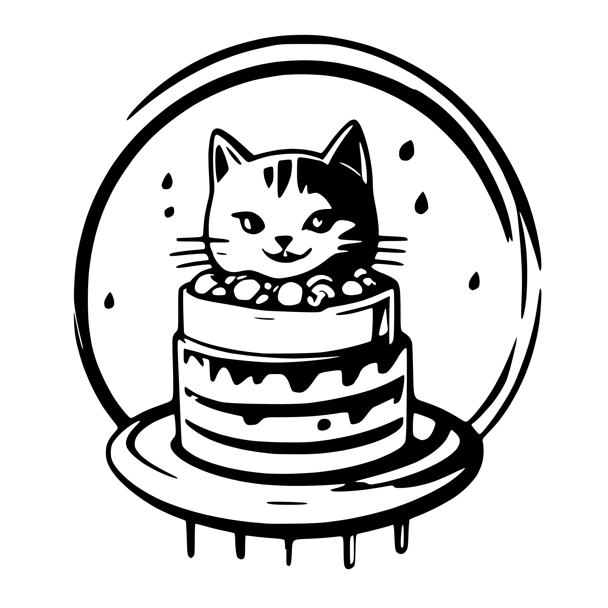 AI-generated SVG of a Brand name: esiensi. Brand slogan: Taste the Artistry. A logo for preparing cakes, homemade sweets and finger food trays for cafes, celebrations and parties. A symbol of a 4-year-old domestic male cat in white with gray spots and a slice of cake and finger food Color: combination of pink and gray. Use limited and simple colors, and a simple background color. Design: Simple and without complicated details. Clean and clear lines should be used to create the shape of a cat, and the use of the cat s