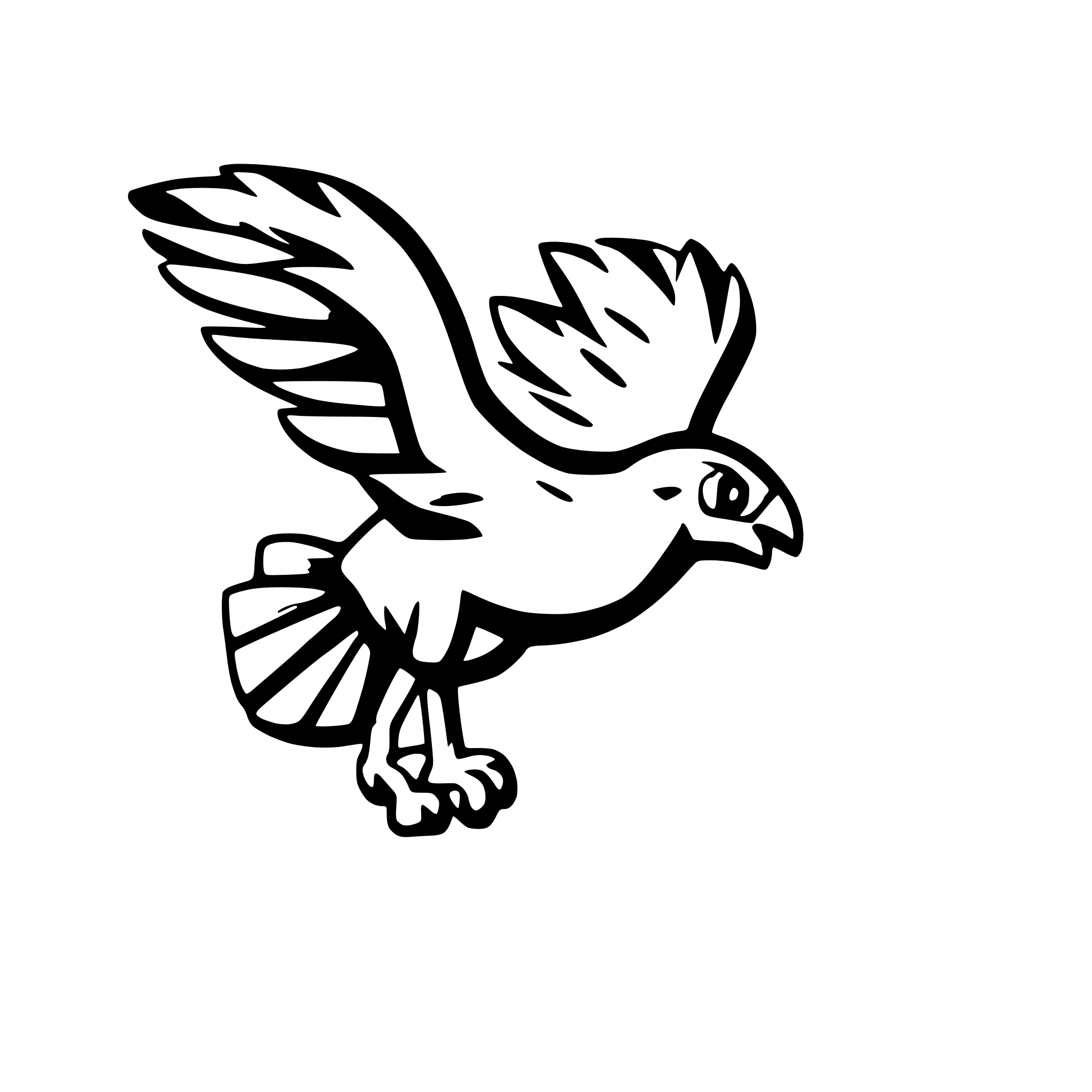 AI-generated SVG of a side profile of a cartoon falcon flying fast