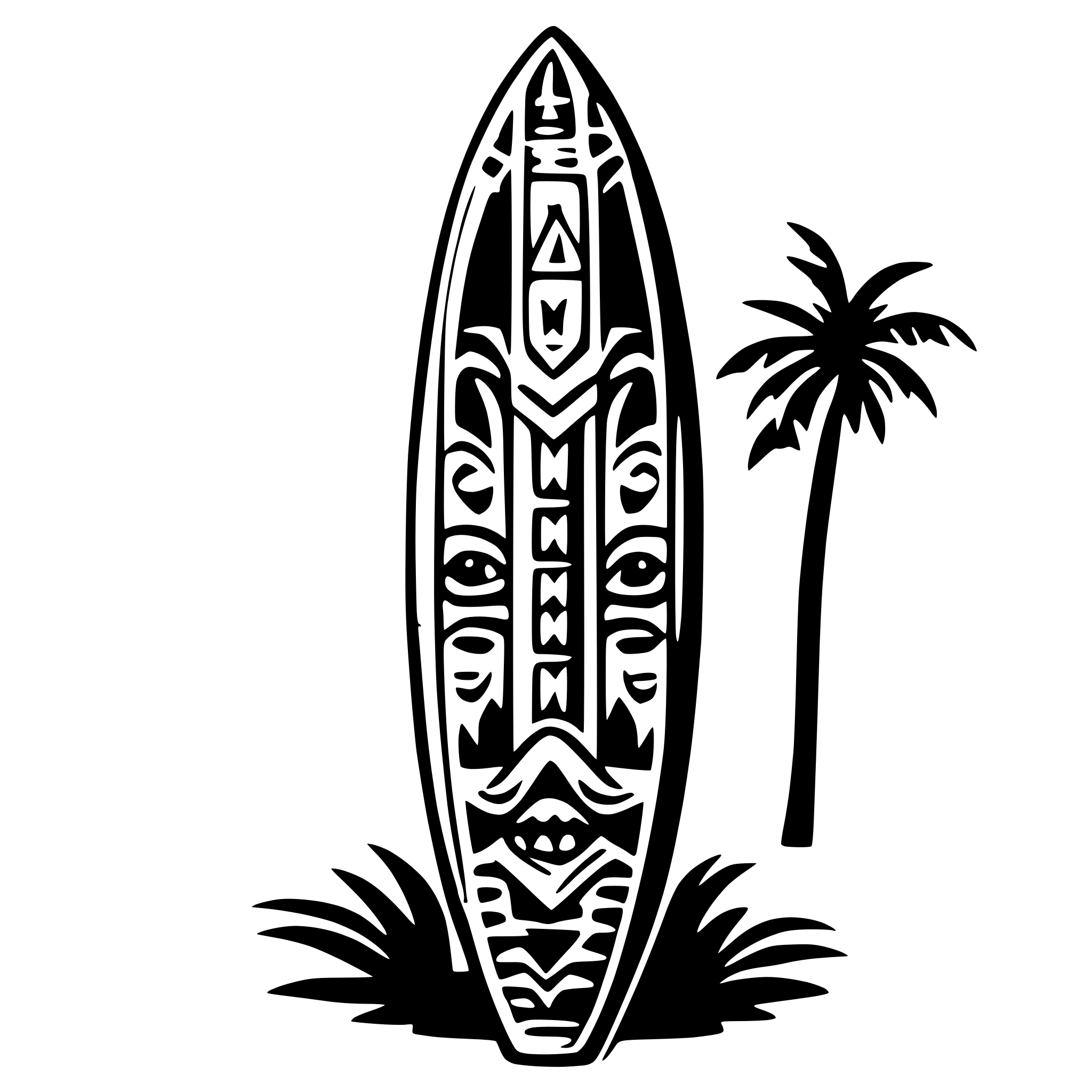 AI-generated SVG of 'surfboard tiki'