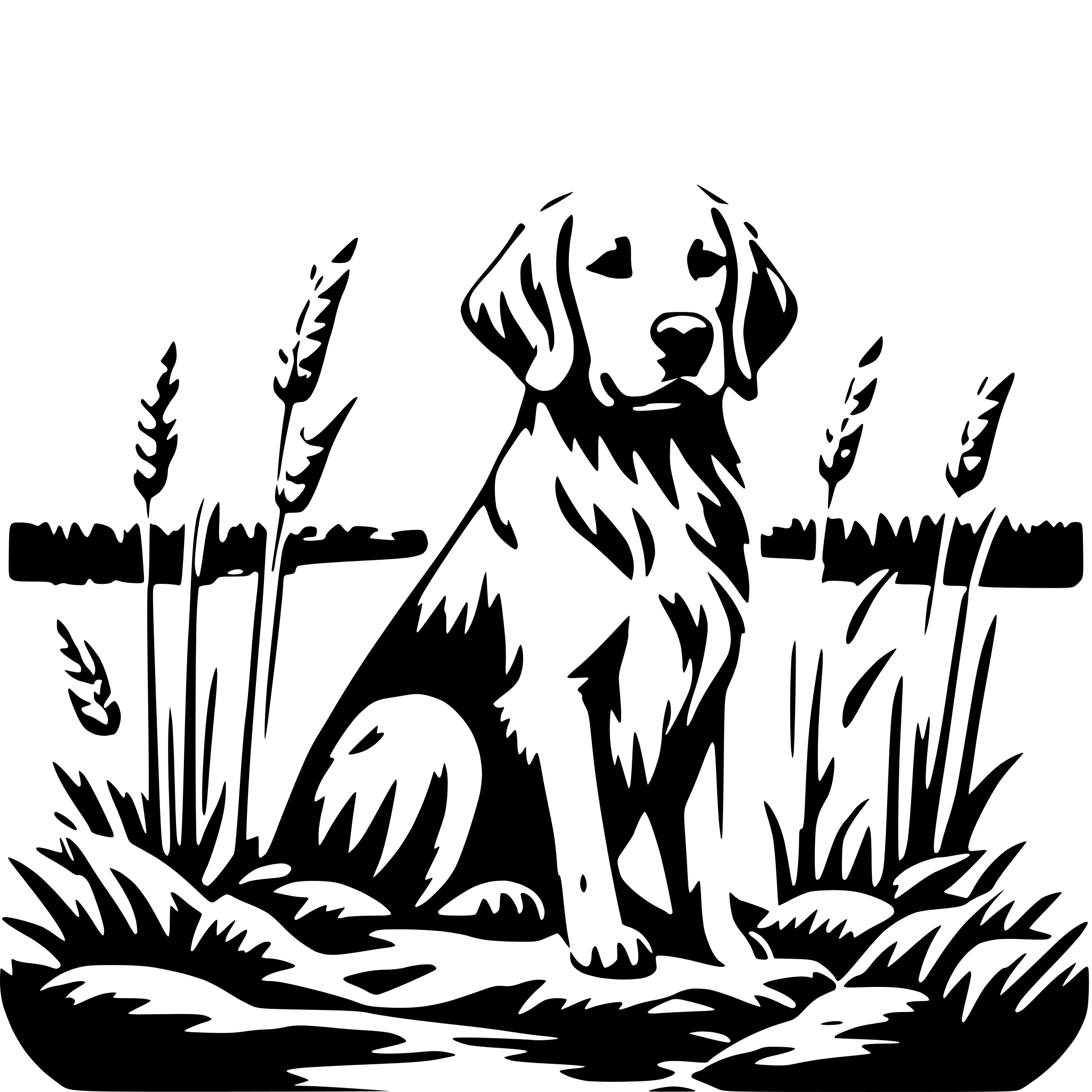 AI-generated SVG of 'golden retriever in cattails'