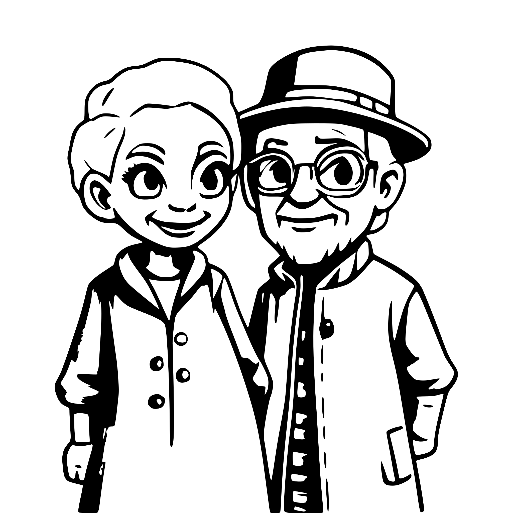 AI-generated SVG of a old woman and old man with palestenian clothes