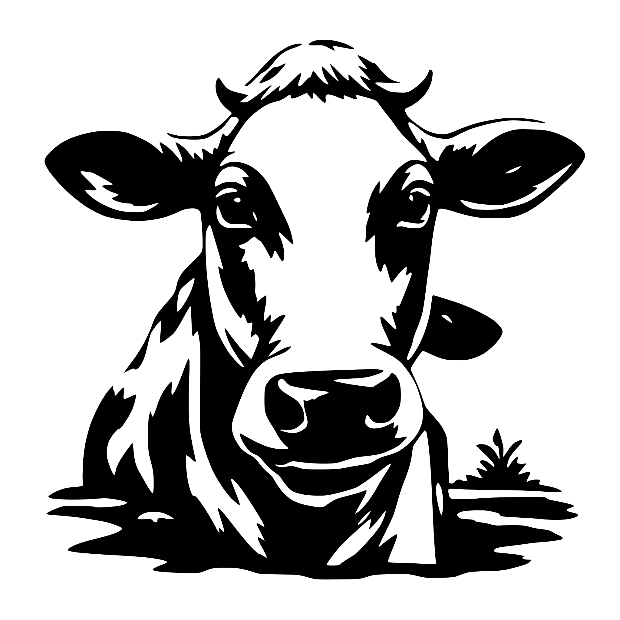 AI-generated SVG of 'cow silouhete online simplist'