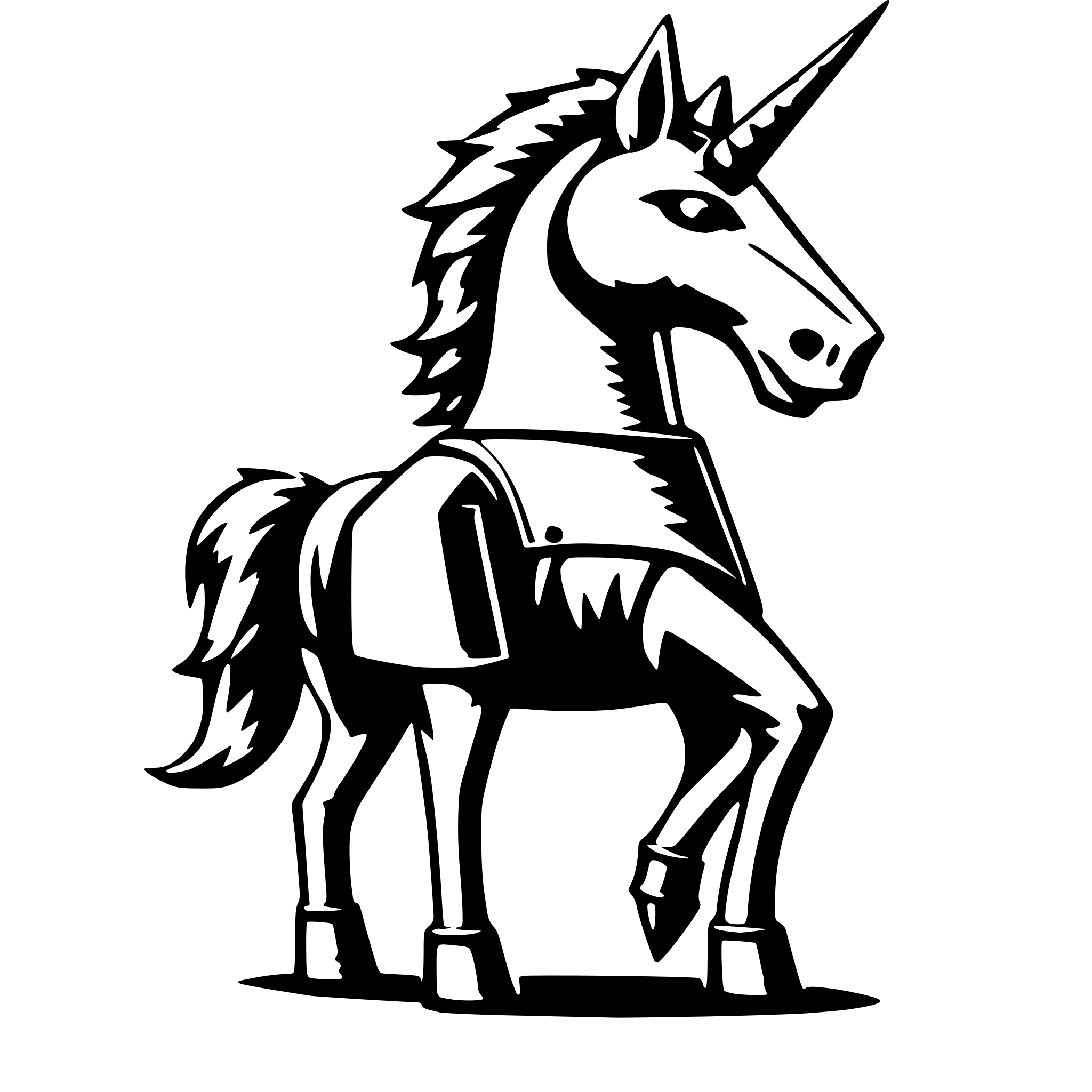 AI-generated SVG of a anthropomorphic Heavy Metal Unicorn in Business Attire