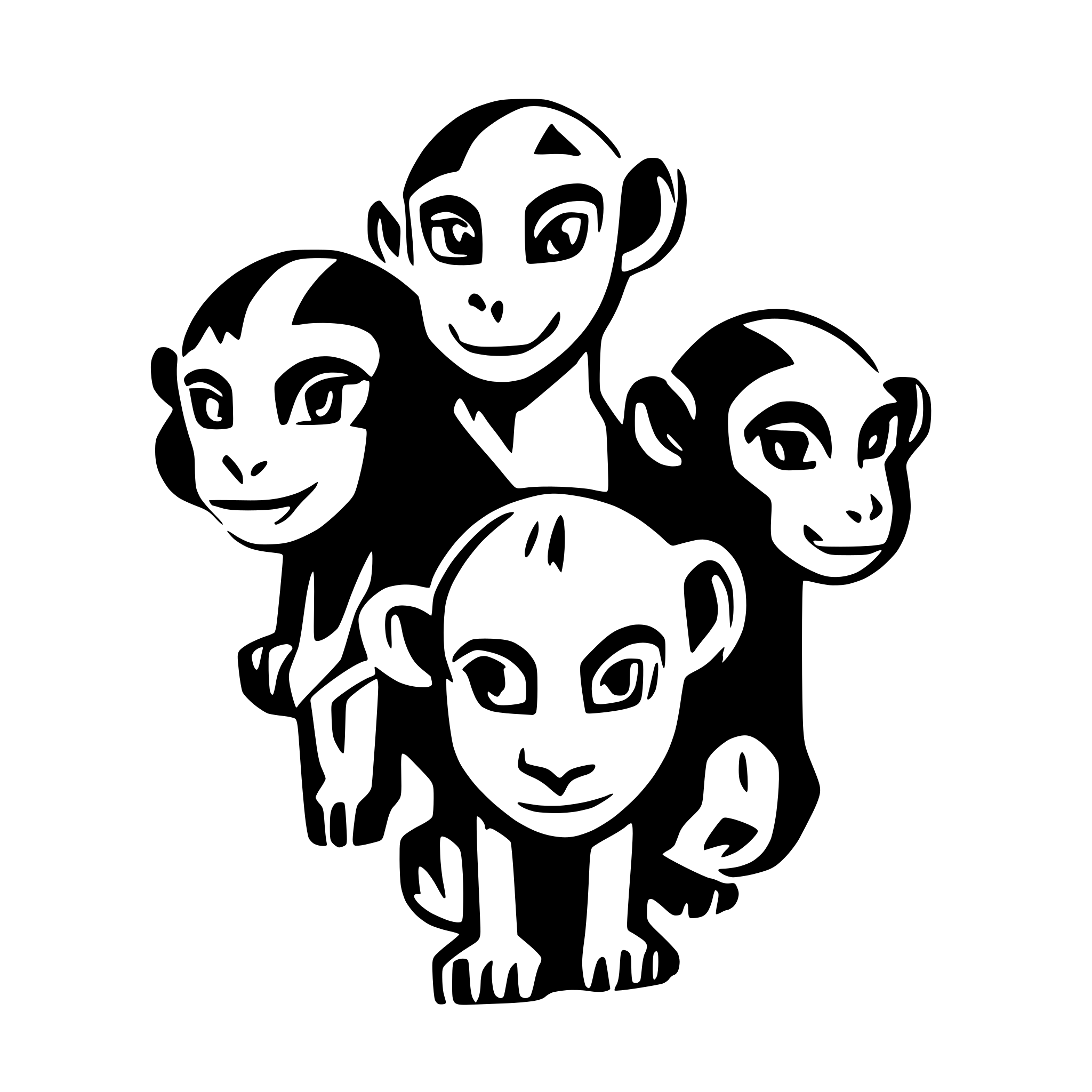 AI-generated SVG of a One monkey with three heads