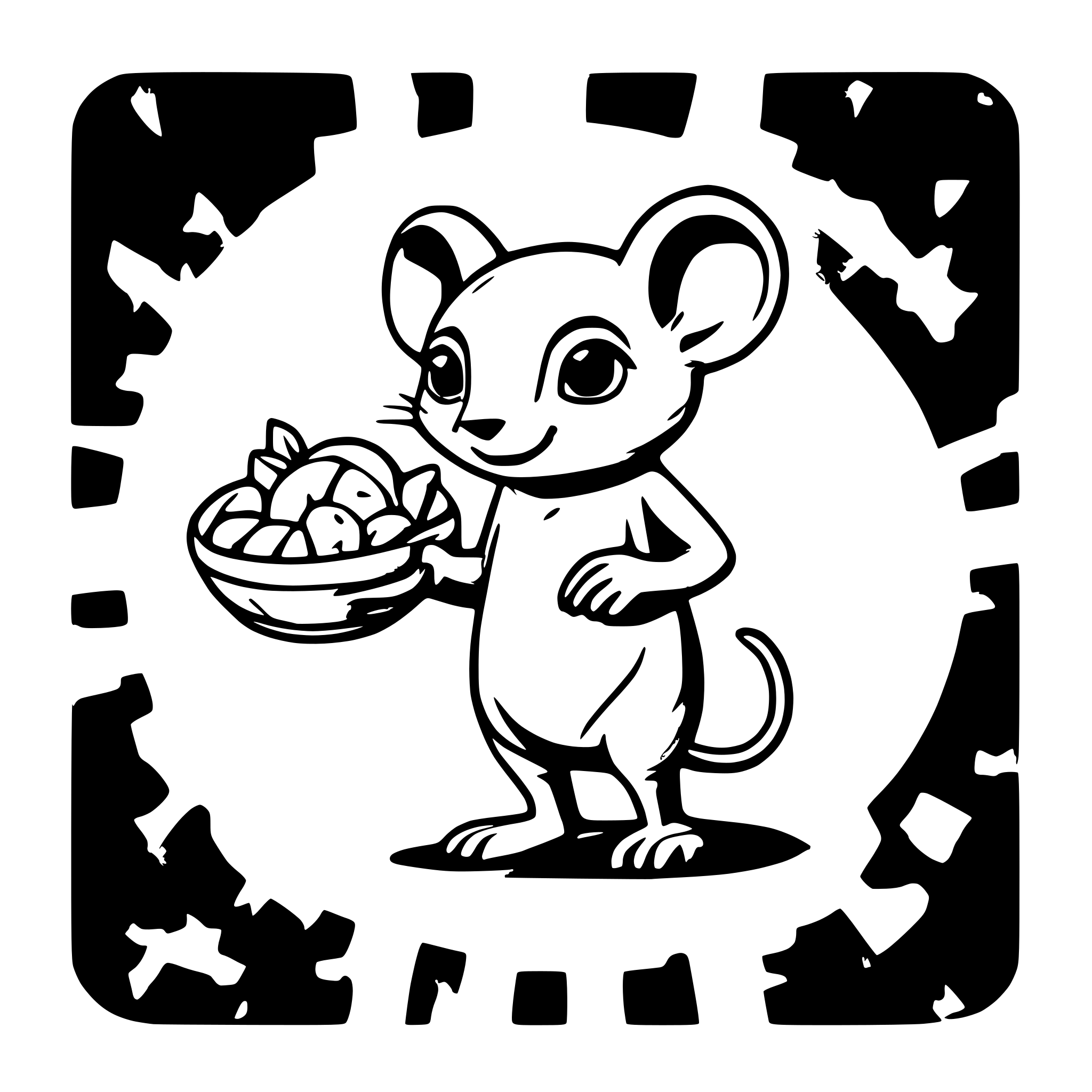 AI-generated SVG of 'A cute, little rat, standing on its two feet, holding a pea with both of his hands. looking at the viewer with an innocent gaze.'