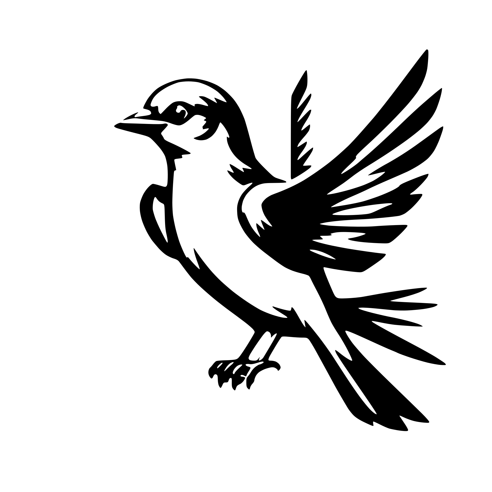 AI-generated SVG of a bird with one wing fanned out to the right