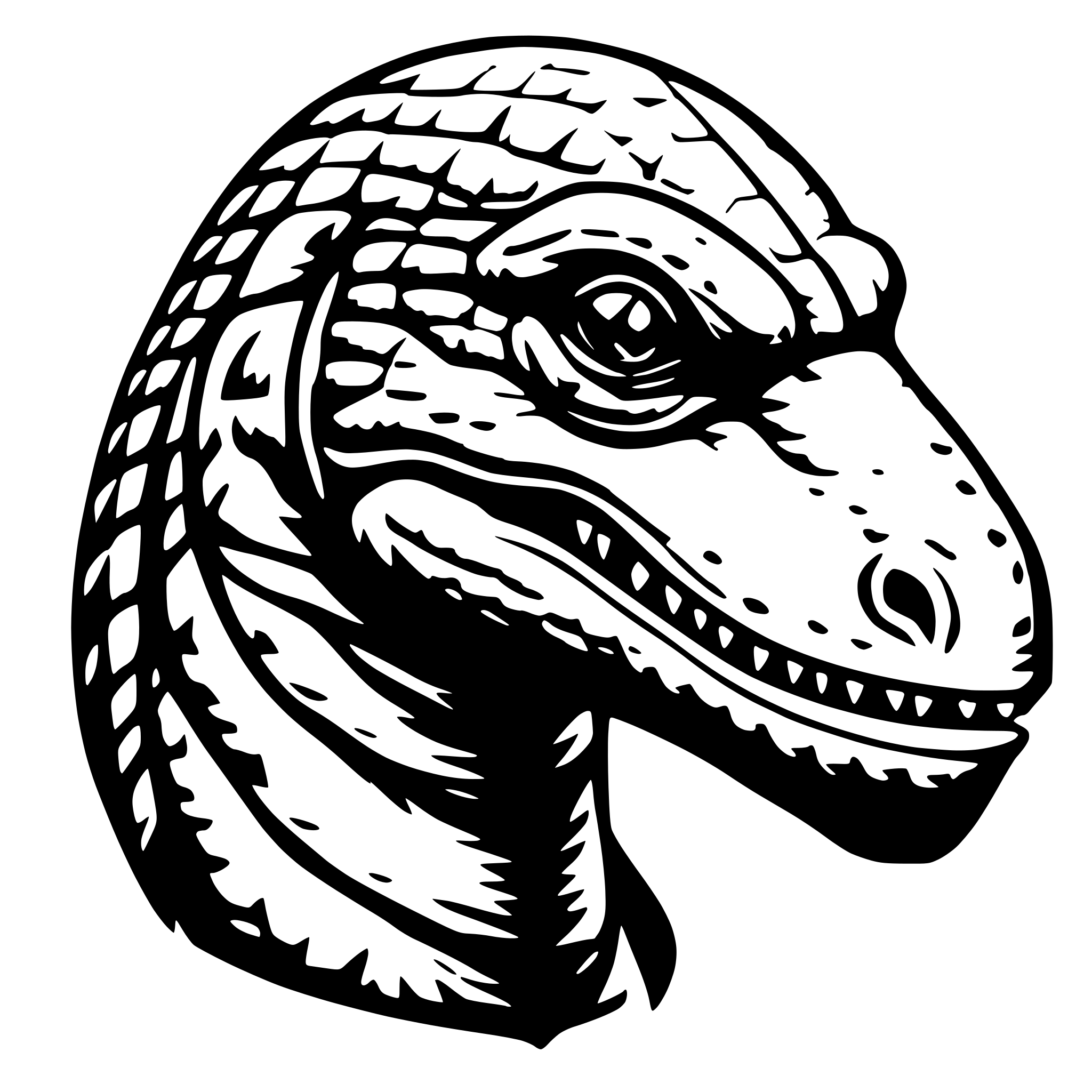 AI-generated SVG of a Forward Facing Giant Lizard Head with Text Rozilla behind AI-generated SVG of a Forward Facing Giant Lizard Head with Text Rozilla behind