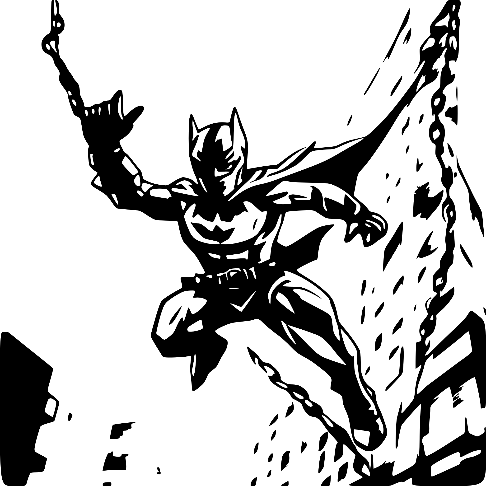 AI-generated SVG of a Batman swinging through the air on his grappling hook AI-generated SVG of a Batman swinging through the air on his grappling hook