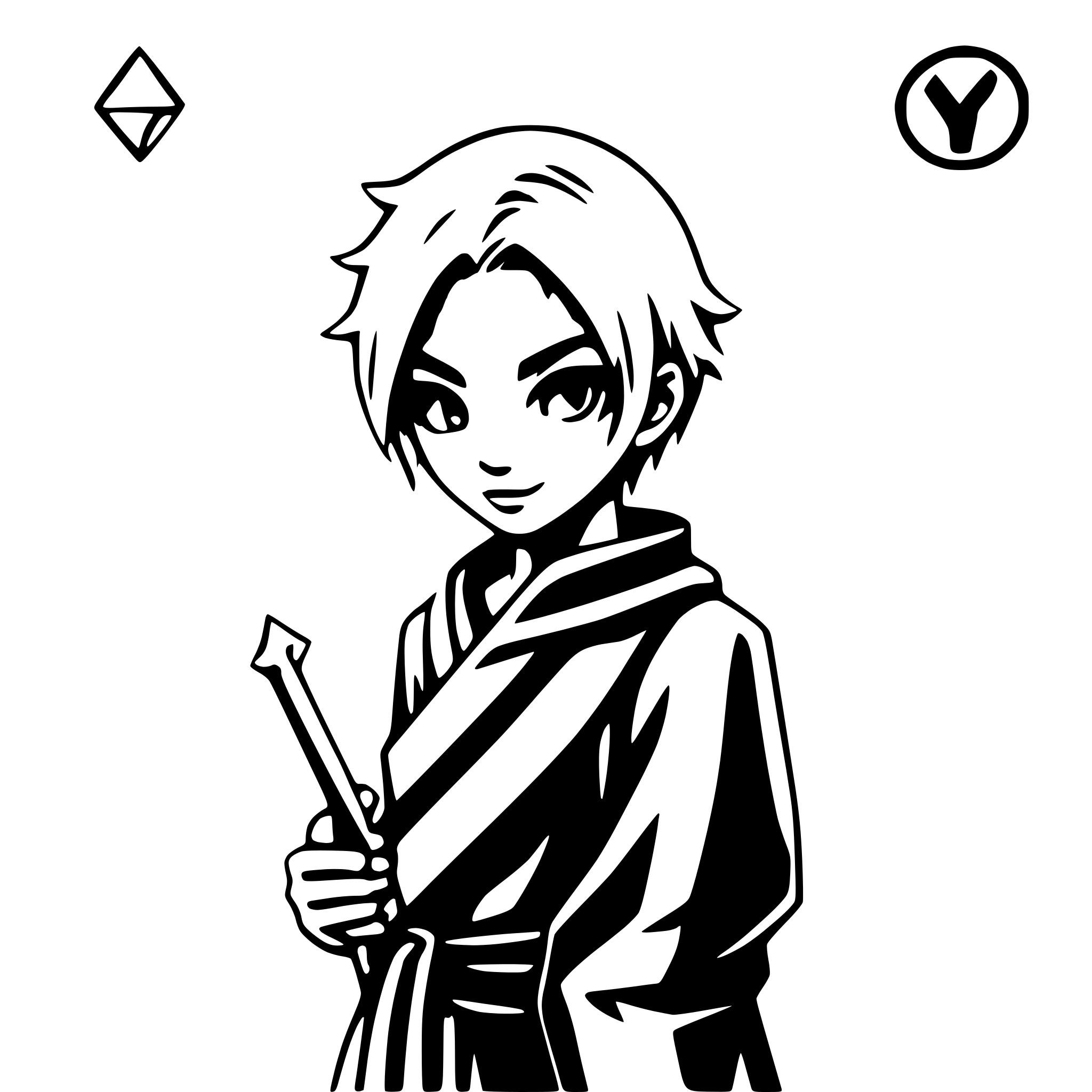 AI-generated SVG of a boy with glowing runes