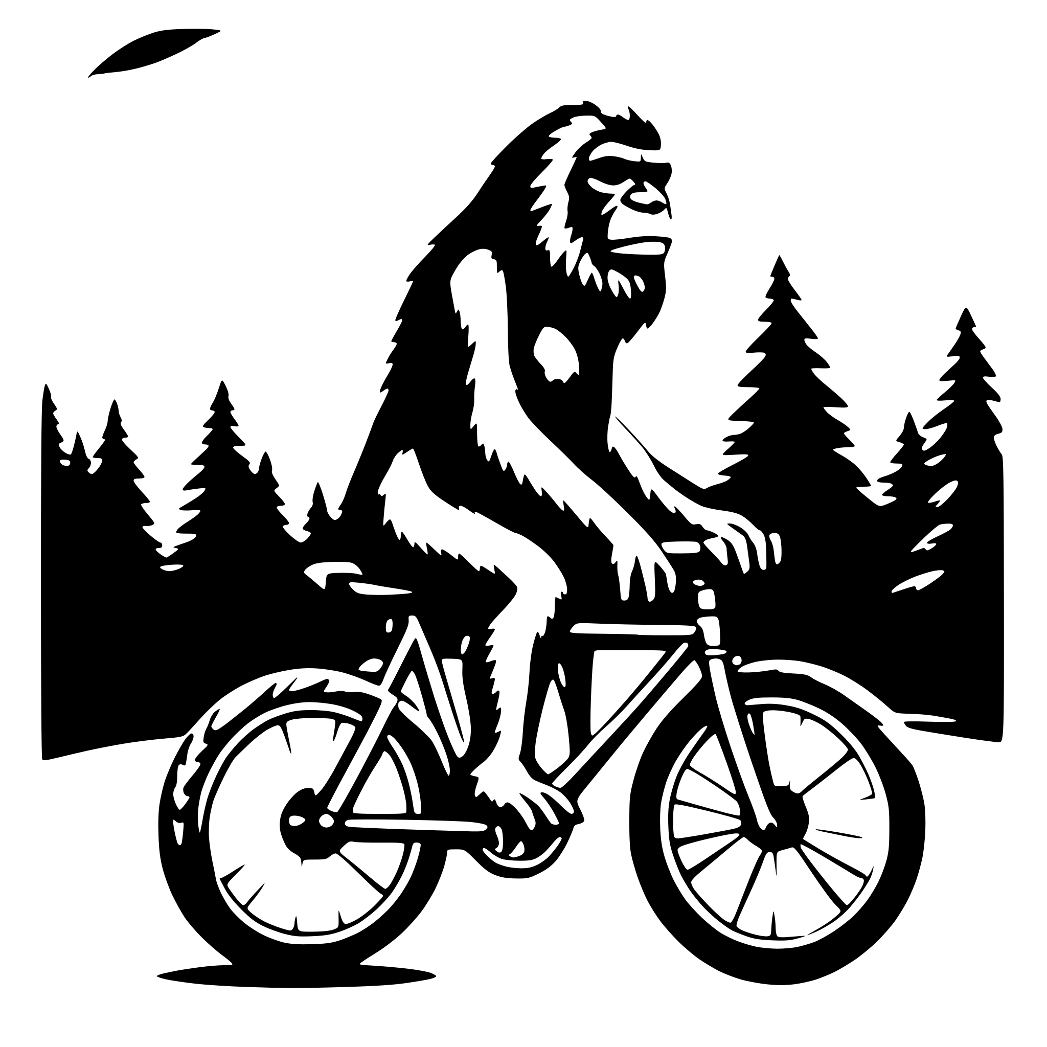 AI-generated SVG of 'sasquatch on a bicycle'