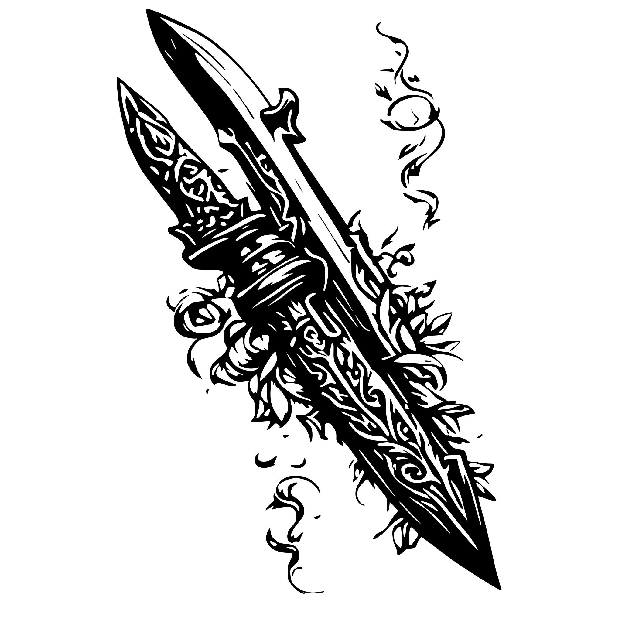 AI-generated SVG of a neo traditional borken dagger
