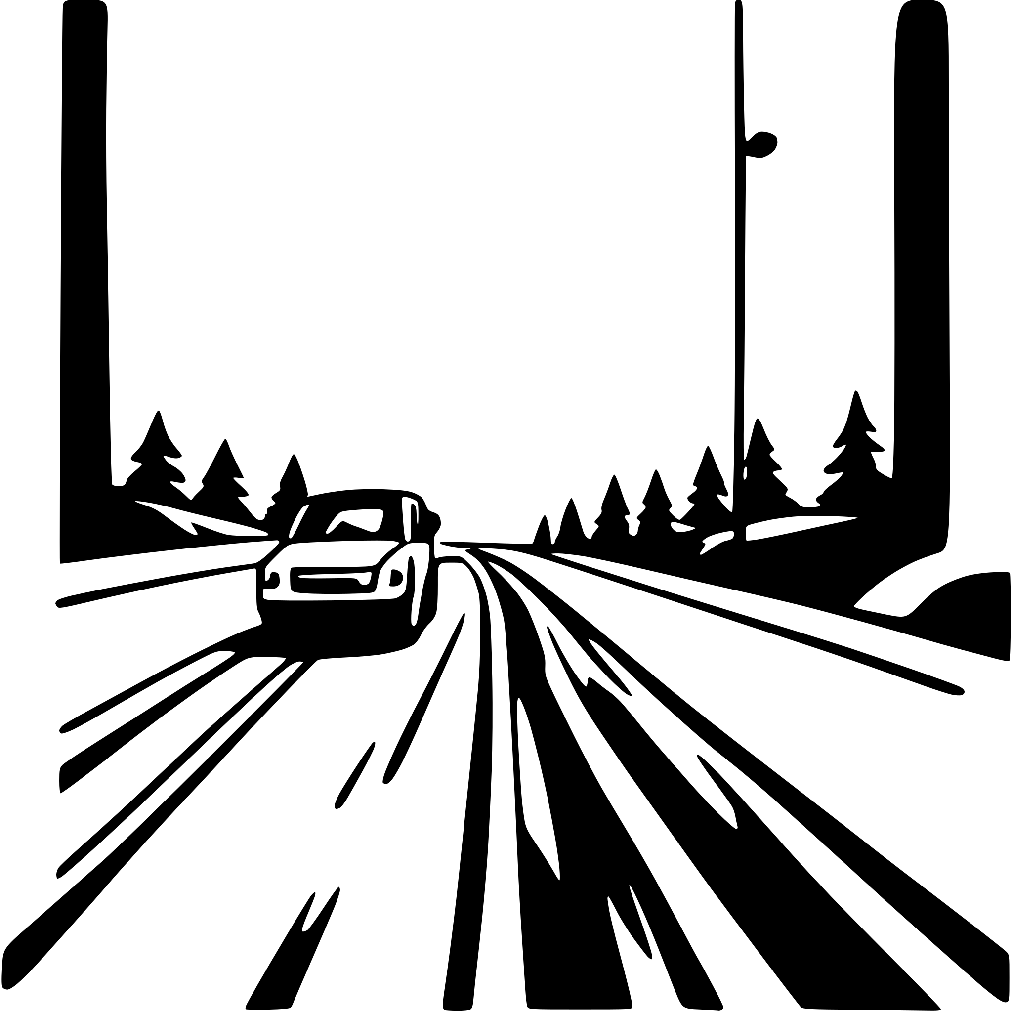 AI-generated SVG of 'road building to forest'