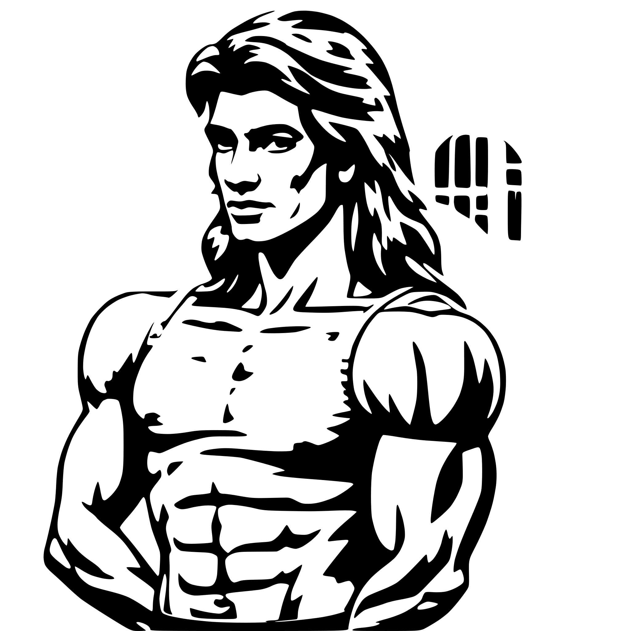 AI-generated SVG of 'good looking bodybuilder with mullet'