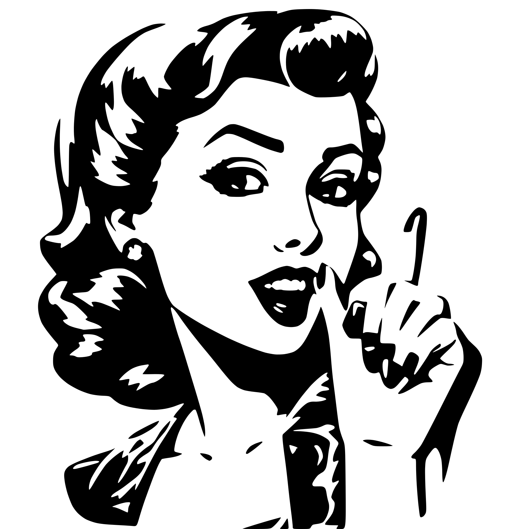 AI-generated SVG of 'pin up girl biting finger looking sexy'