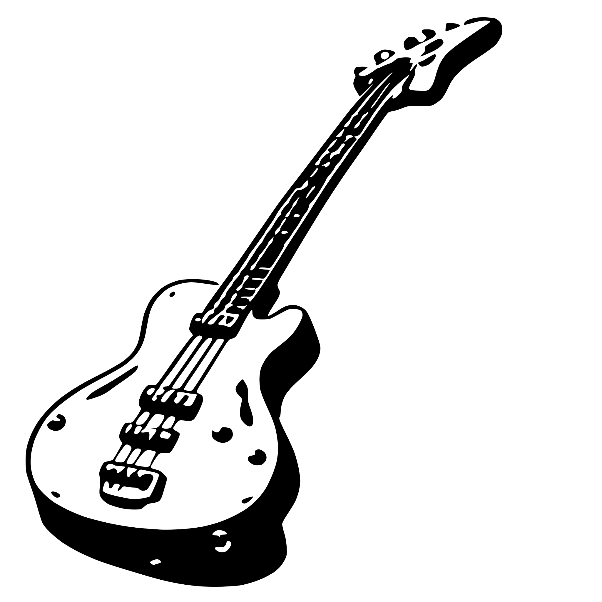 AI-generated SVG of 'an old bass guitar'