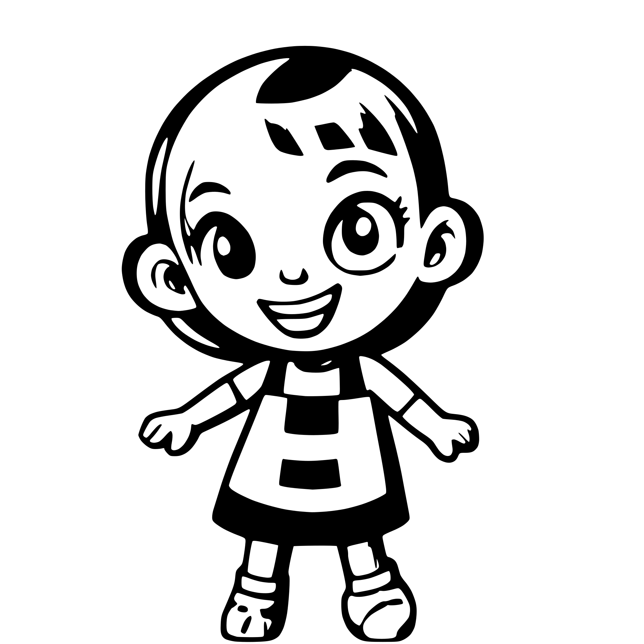 AI-generated SVG of a A kid having fun. No background.