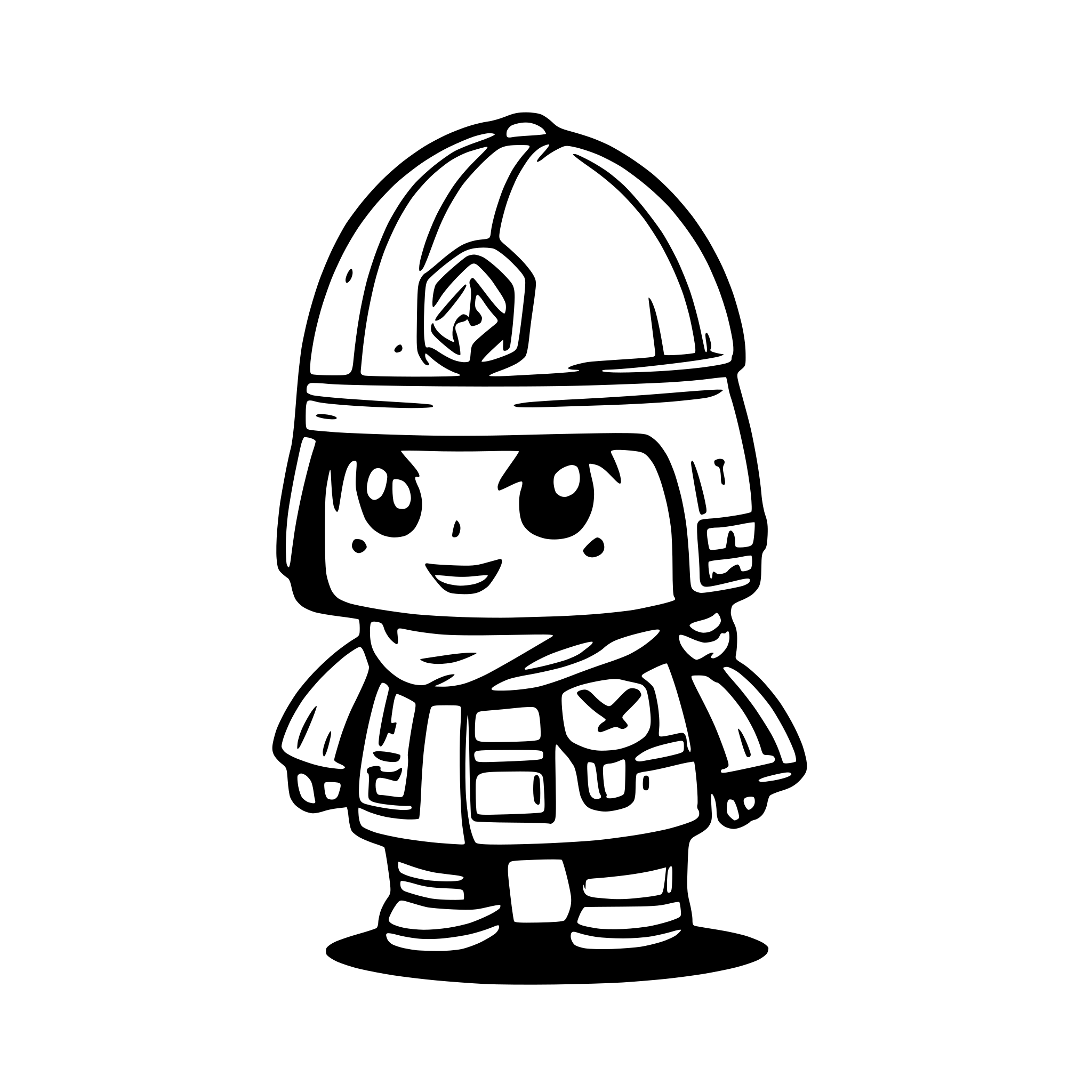 AI-generated SVG of a Cartoon Chubby Maggot with Military Helmet, cute