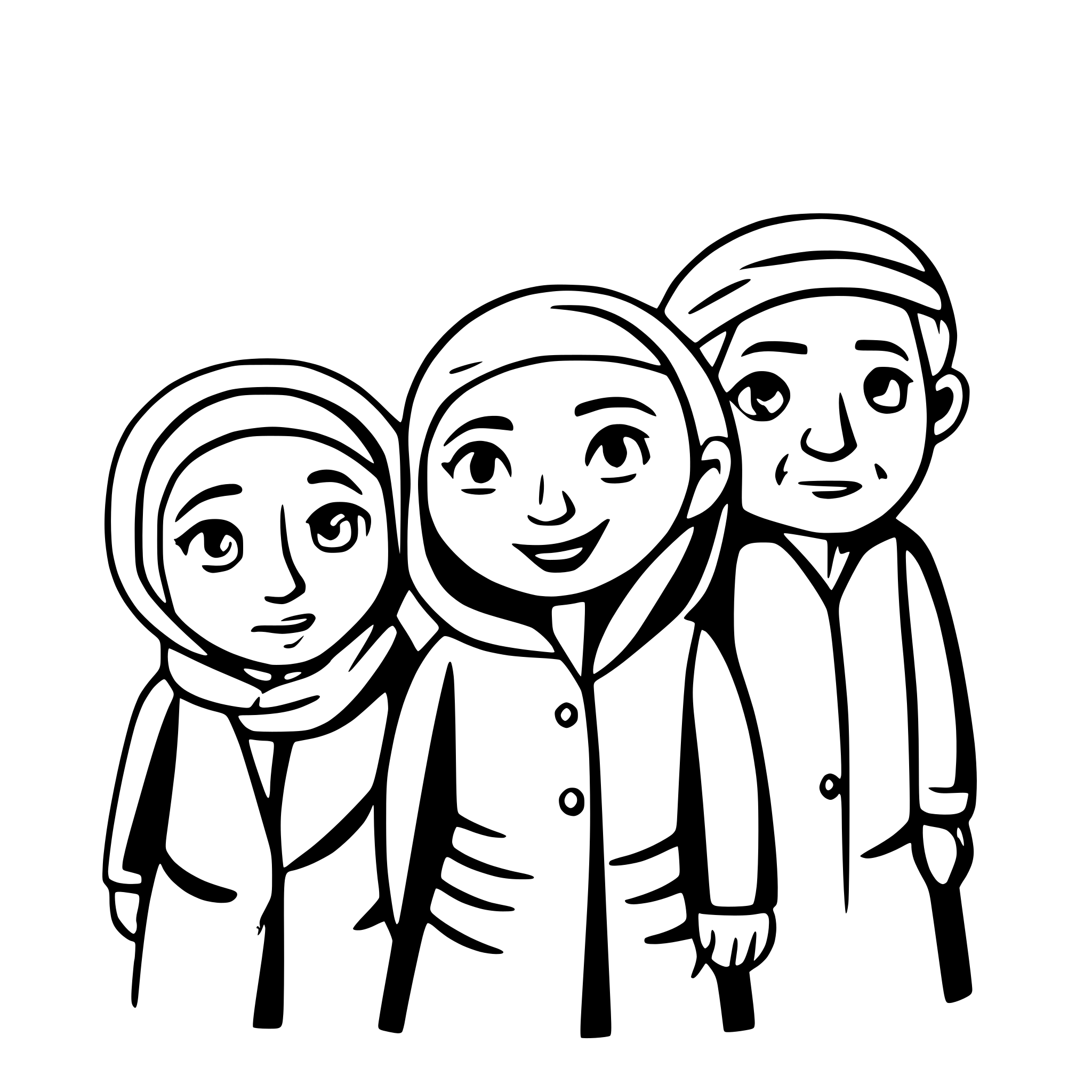 AI-generated SVG of a group of palestinian old men an women feeling sad