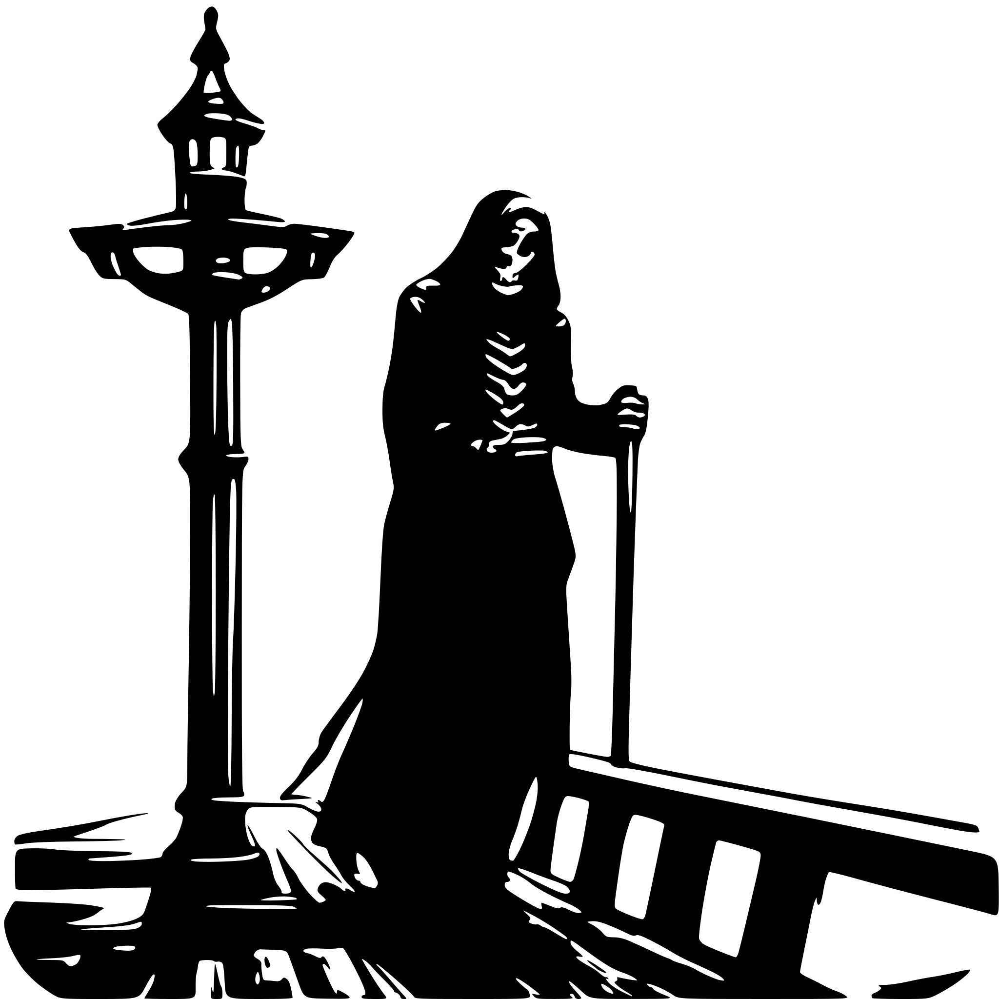 AI-generated SVG of a grim reaper on a pier